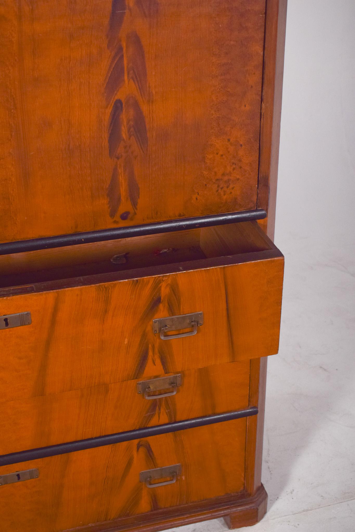 Antique Abattant Cabinet with Three Drawers For Sale 3