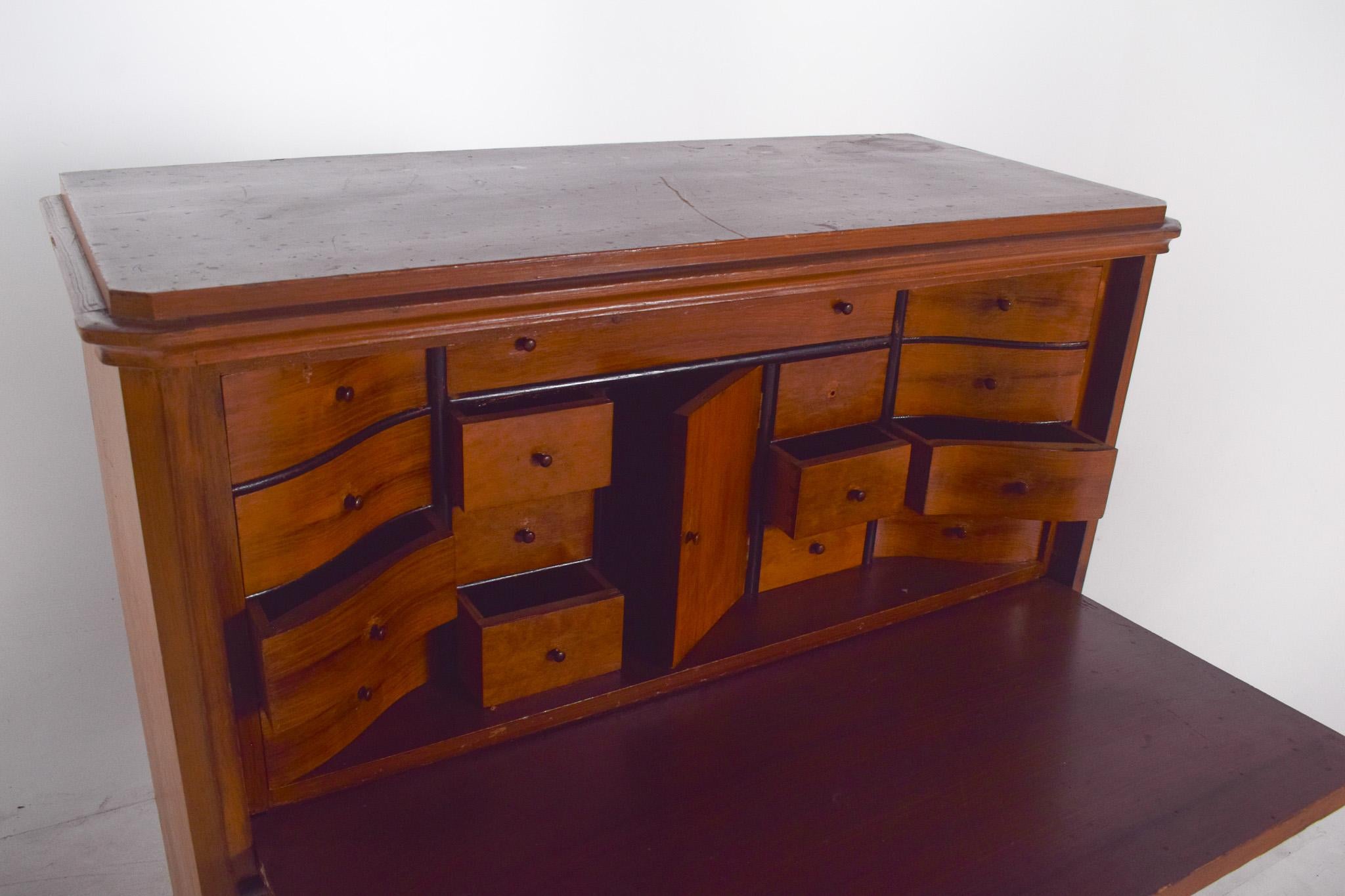 Antique Abattant Cabinet with Three Drawers For Sale 4