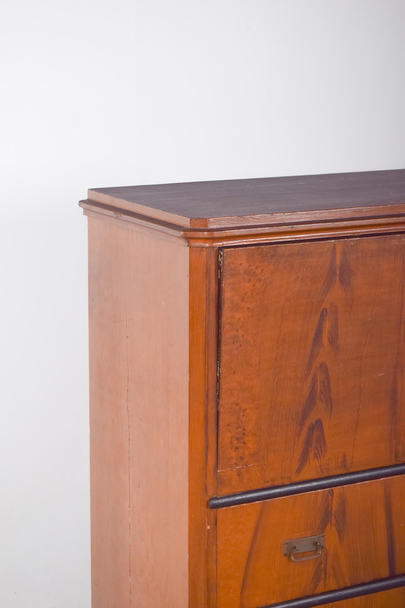 Other Antique Abattant Cabinet with Three Drawers For Sale