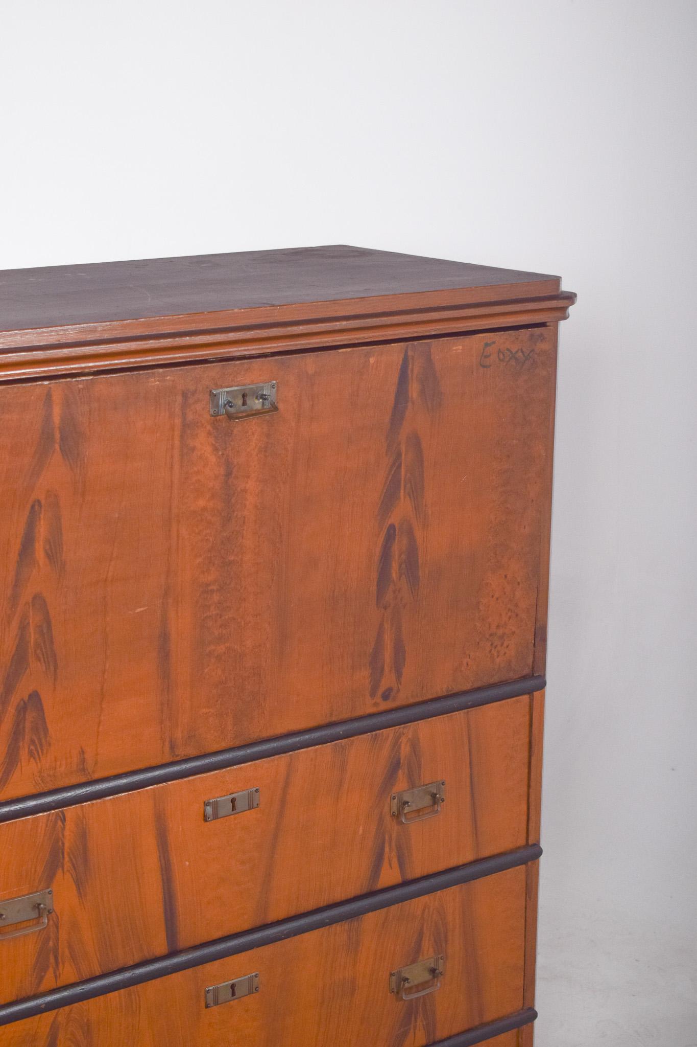 Danish Antique Abattant Cabinet with Three Drawers For Sale