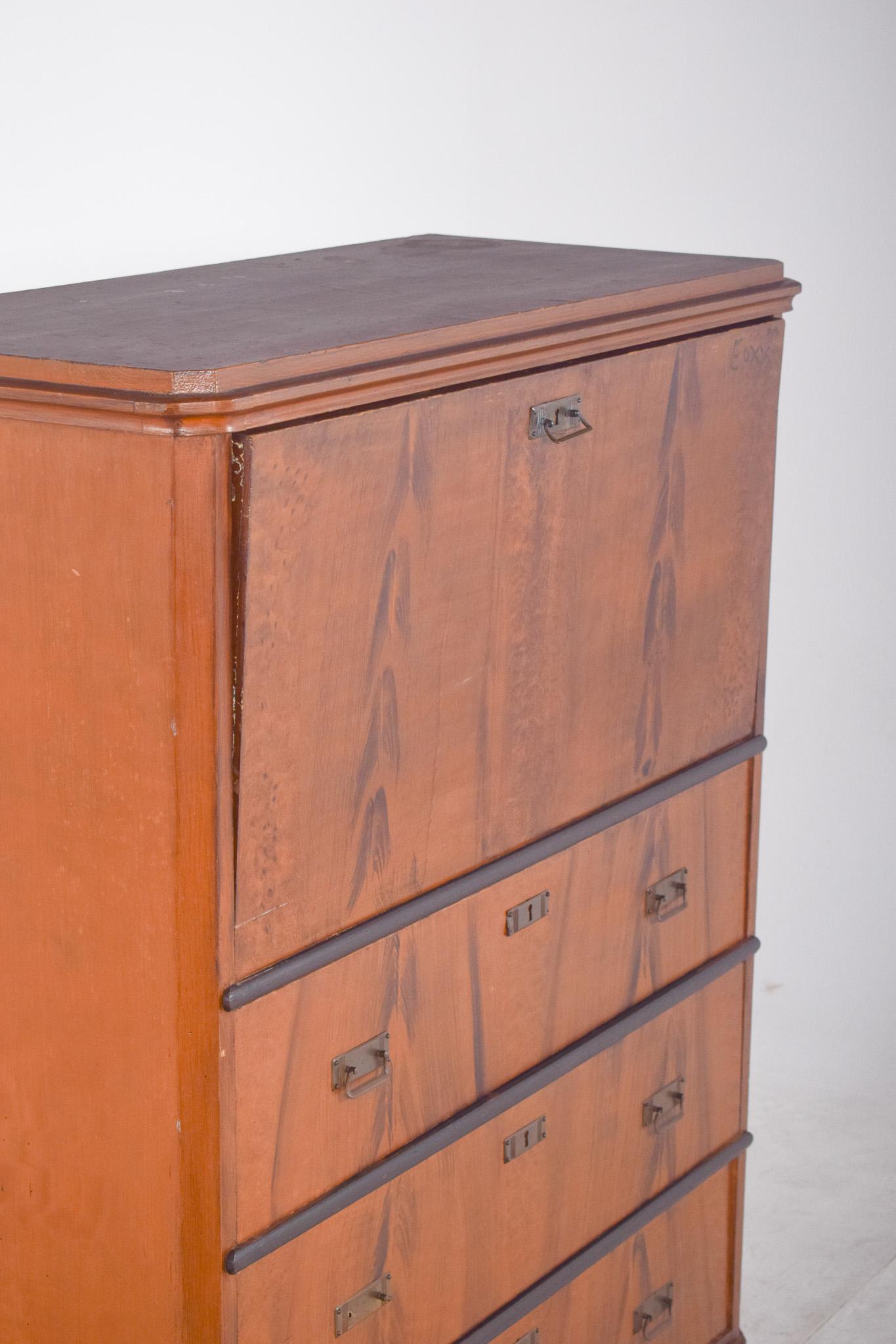 20th Century Antique Abattant Cabinet with Three Drawers For Sale
