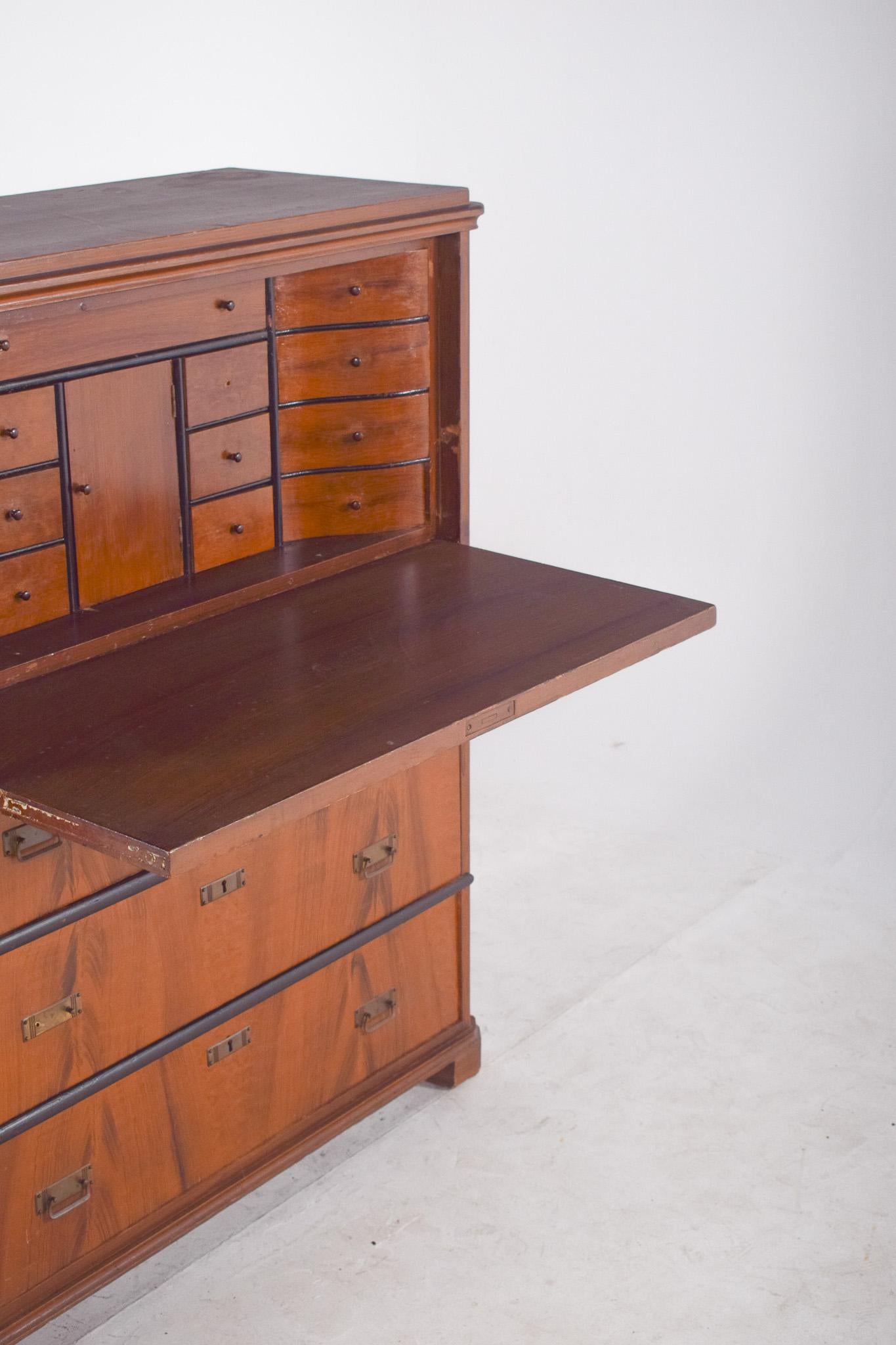 Antique Abattant Cabinet with Three Drawers For Sale 1