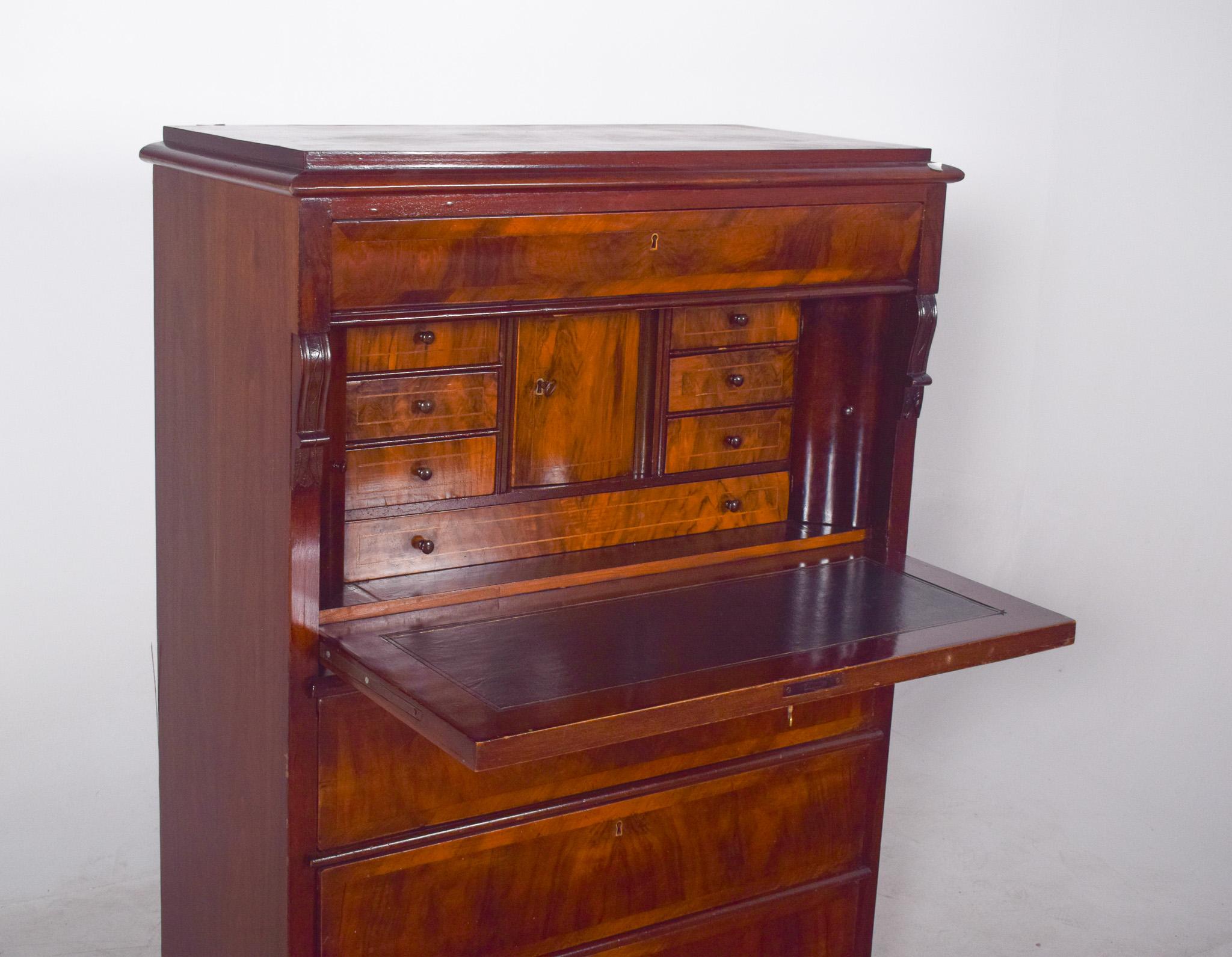 Antique Abattant Cabinet with Three Large Drawers For Sale 4