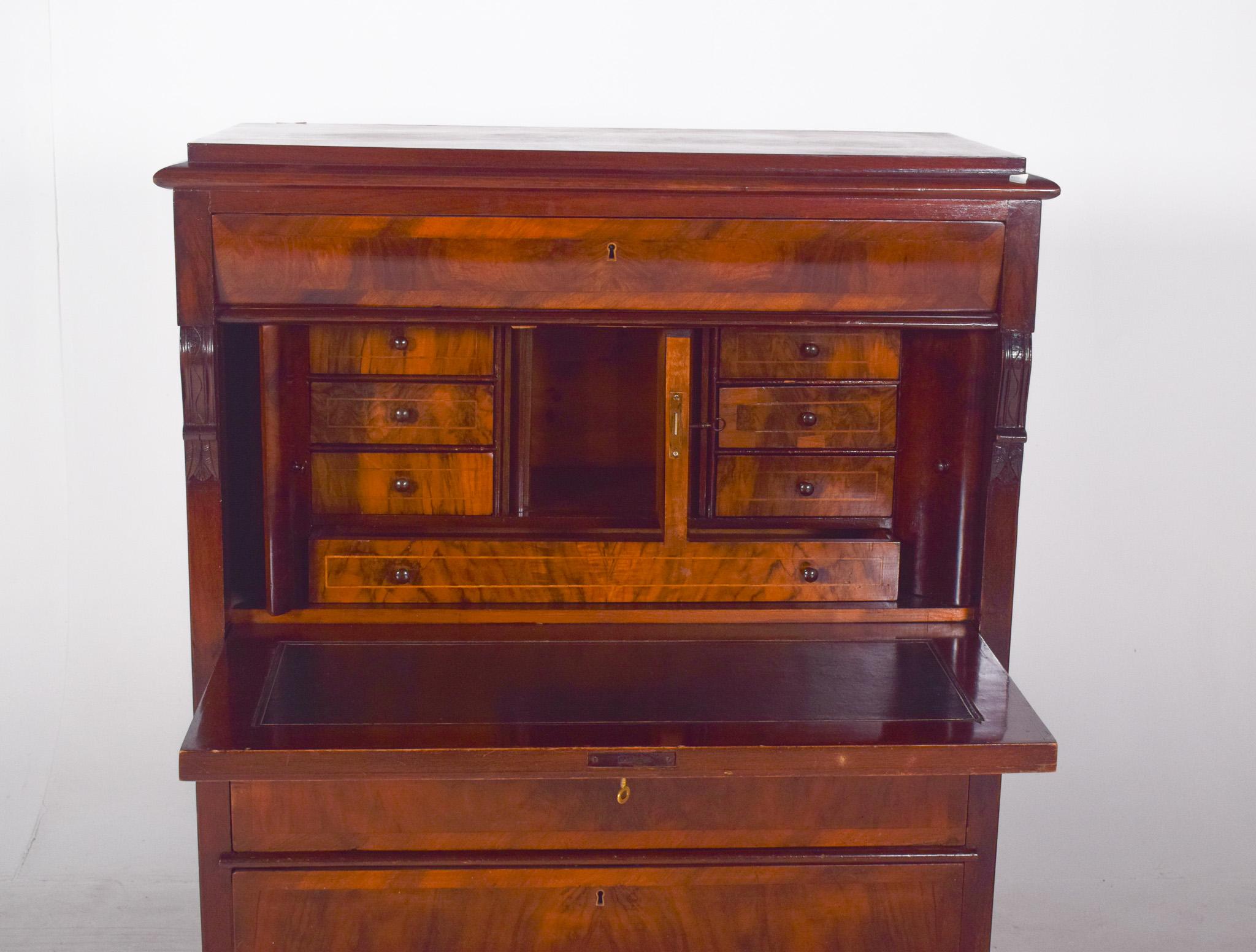 Antique Abattant Cabinet with Three Large Drawers For Sale 6
