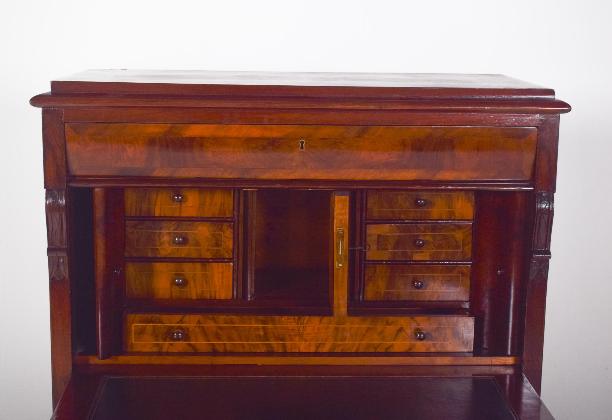 Antique Abattant Cabinet with Three Large Drawers For Sale 9
