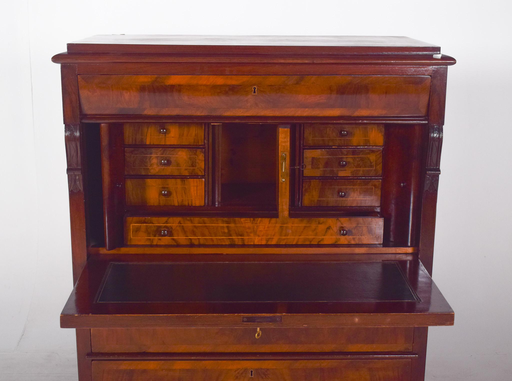 Antique Abattant Cabinet with Three Large Drawers For Sale 10