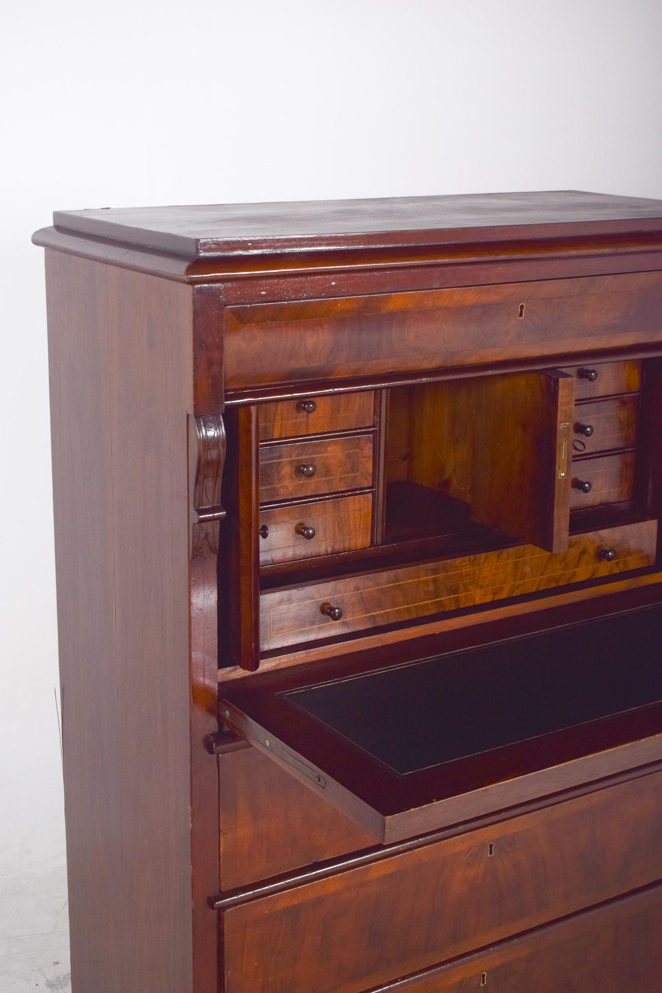 Antique Abattant Cabinet with Three Large Drawers For Sale 11
