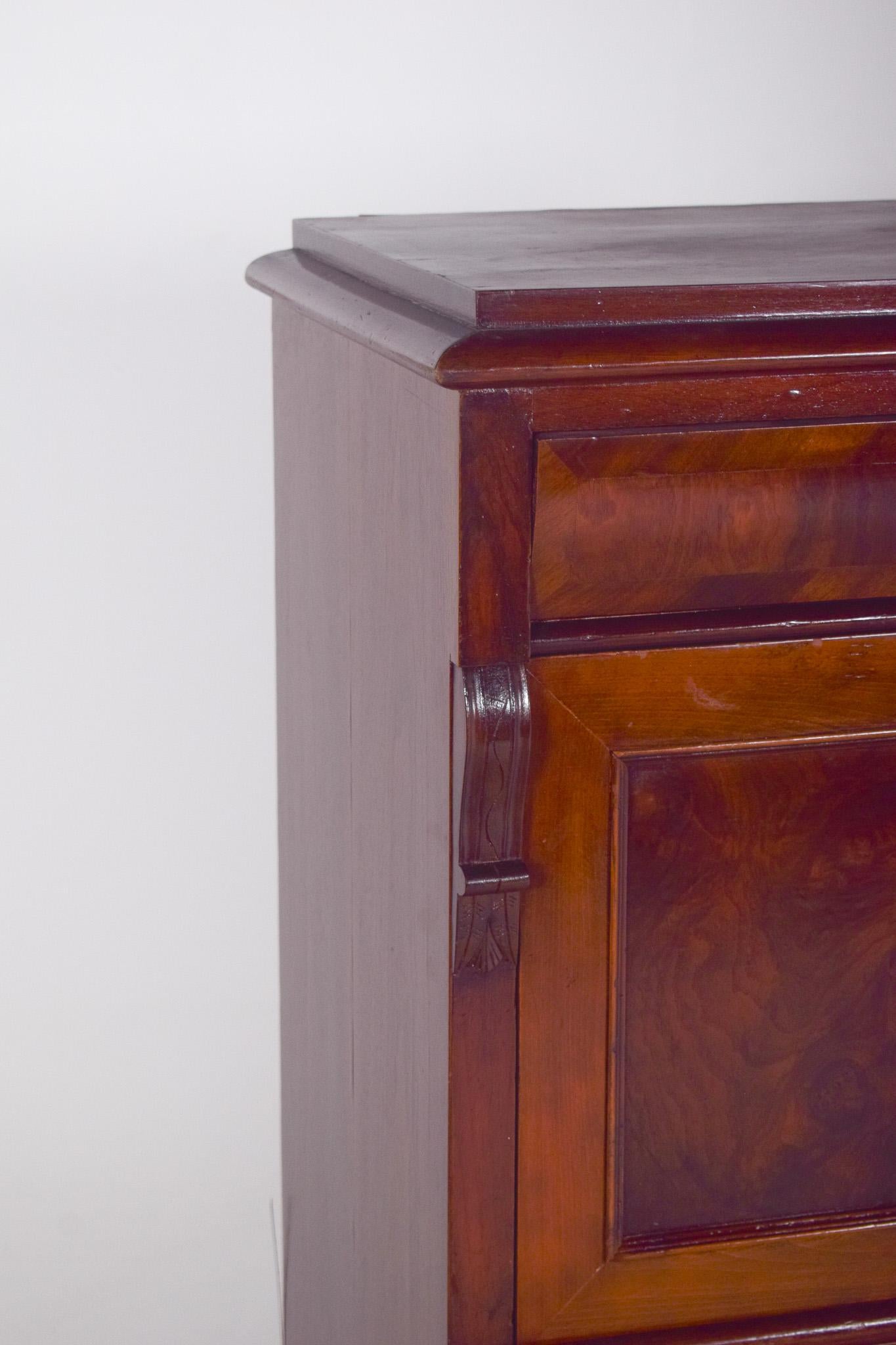 English Antique Abattant Cabinet with Three Large Drawers For Sale
