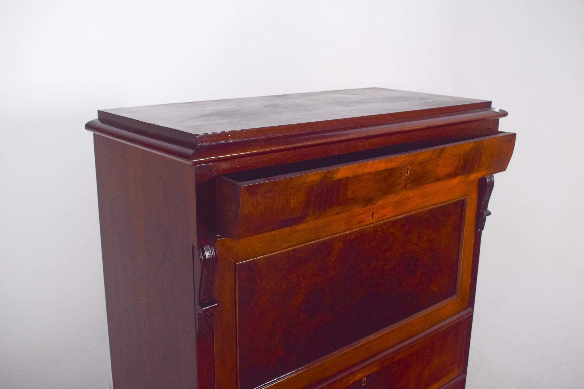 Antique Abattant Cabinet with Three Large Drawers For Sale 1