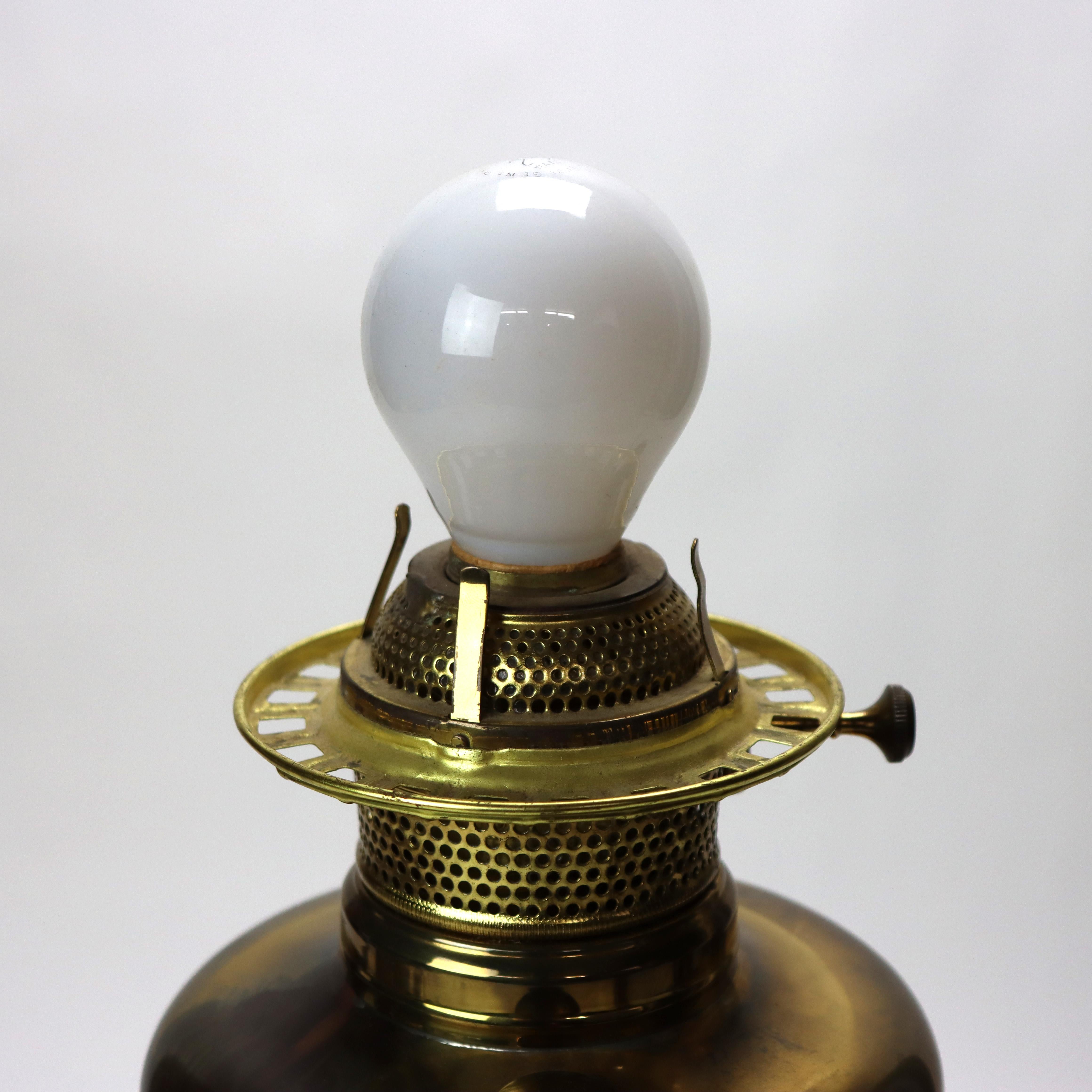 Ancienne lampe de bureau ABCO Rochester Gone with the Wind en laiton gaufré à fleurs C1880 en vente 2