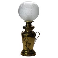 Antique ABCO Rochester Gone with the Wind Floral Embossed Brass Table Lamp C1880