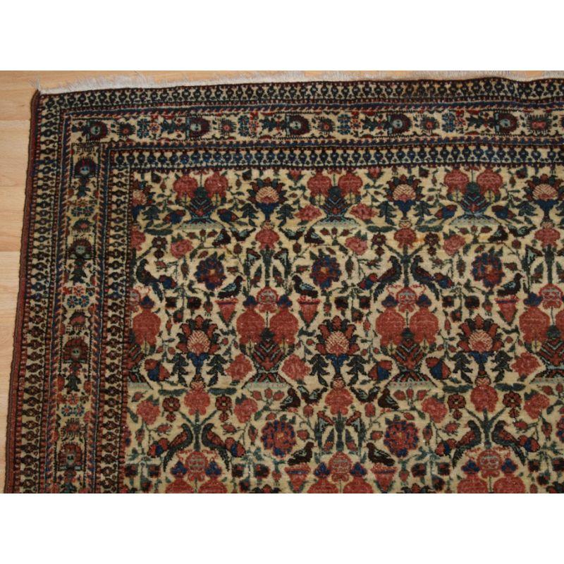 Antique Abedeh Rug with the Classic Zili Sultan ‘Vase and Peacock’ Design In Excellent Condition For Sale In Moreton-In-Marsh, GB