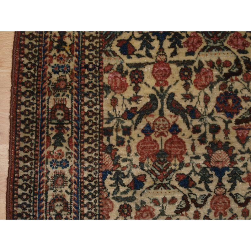 19th Century Antique Abedeh Rug with the Classic Zili Sultan ‘Vase and Peacock’ Design For Sale