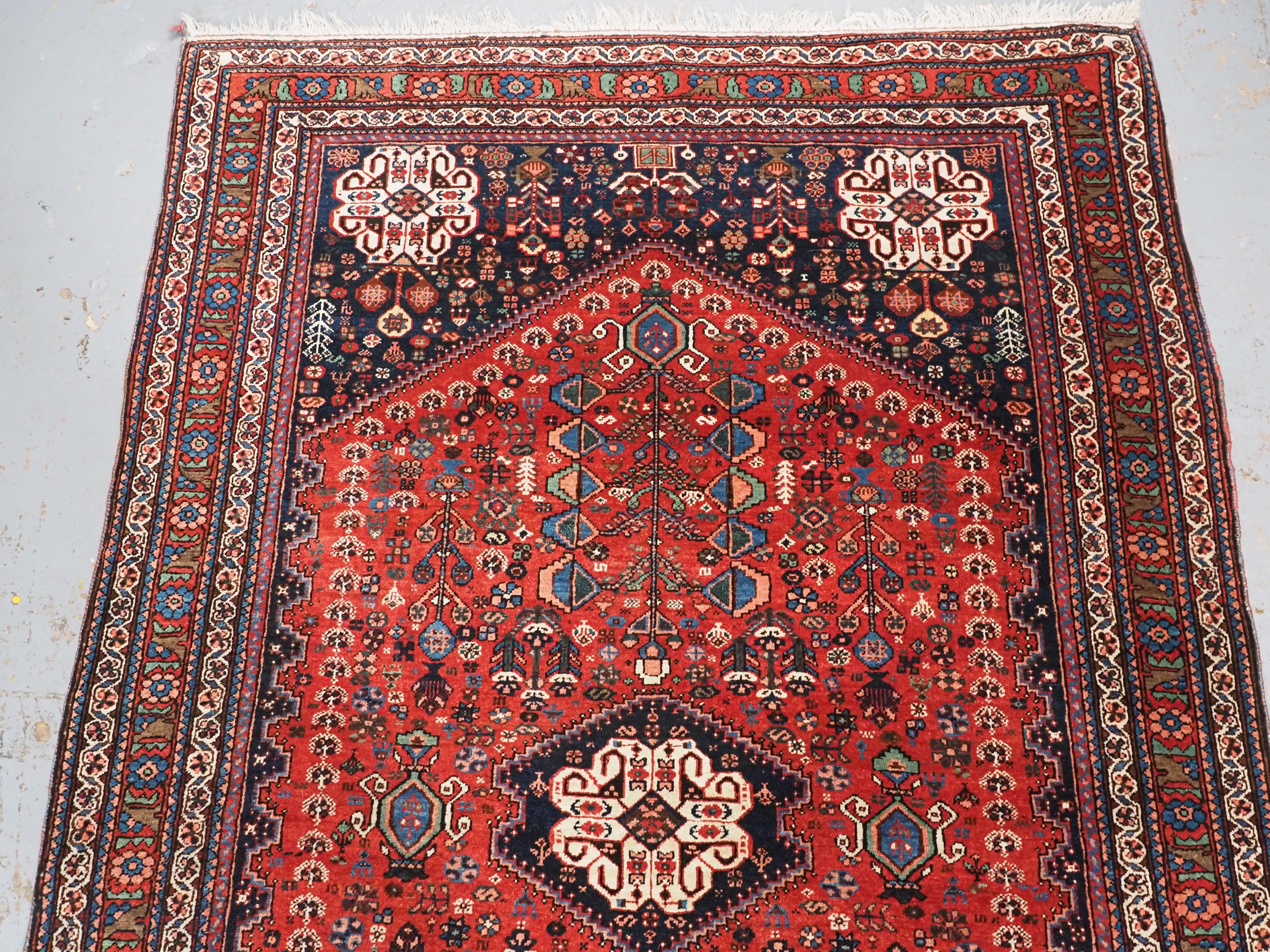 Asian Antique Abedeh rug with the tribal medallion design.  Circa 1900/20. For Sale