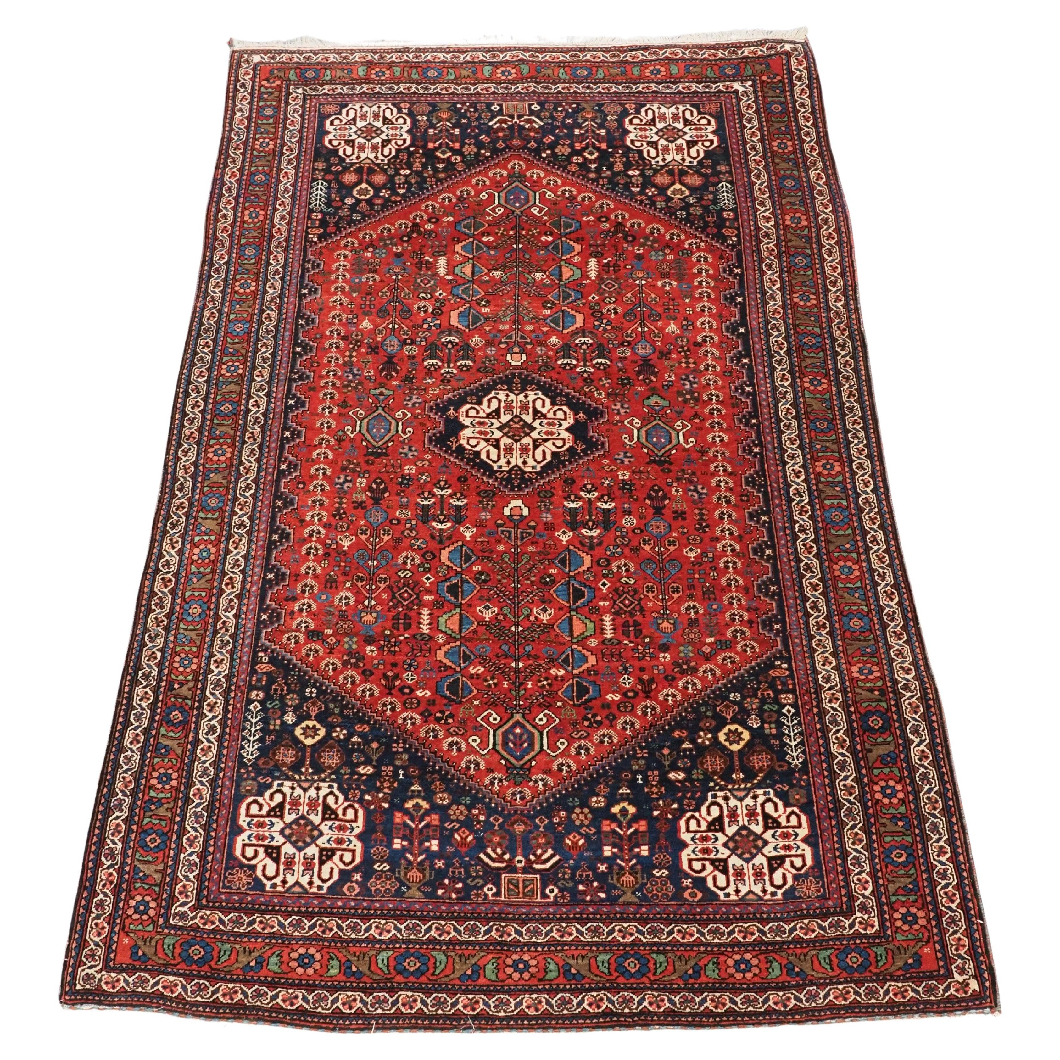 Antique Abedeh rug with the tribal medallion design.  Circa 1900/20. For Sale