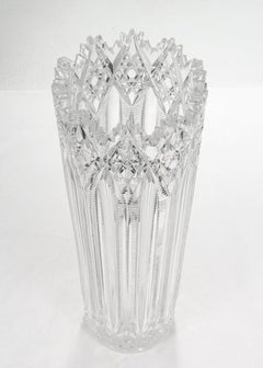 Antique ABP J. Hoare Plume or Hindoo Pattern Cut Glass Cylindrical Vase