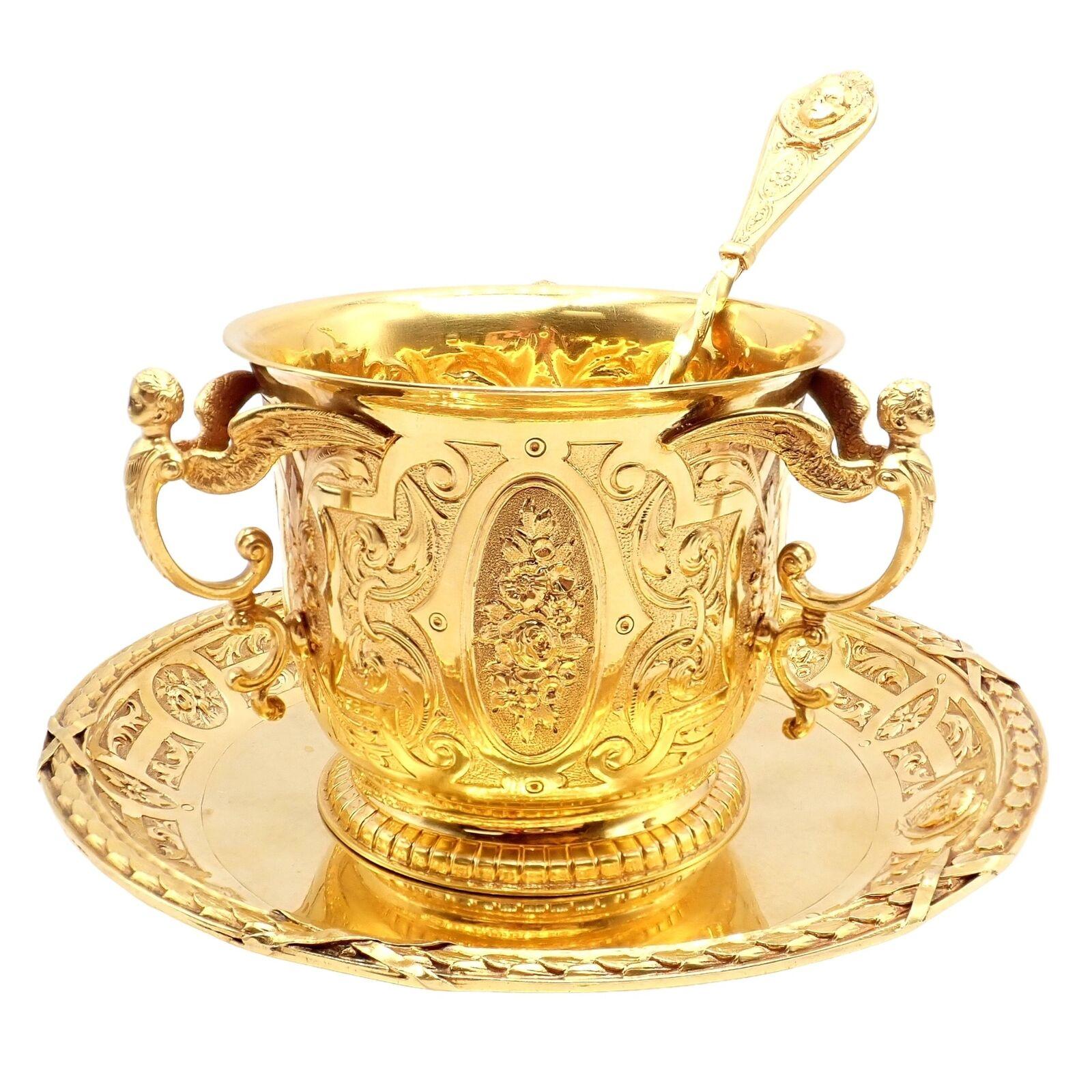 Antique Abraham Portal Sugar Bowl Dish Spoon Set Solid Yellow Gold circa 1779 For Sale 4