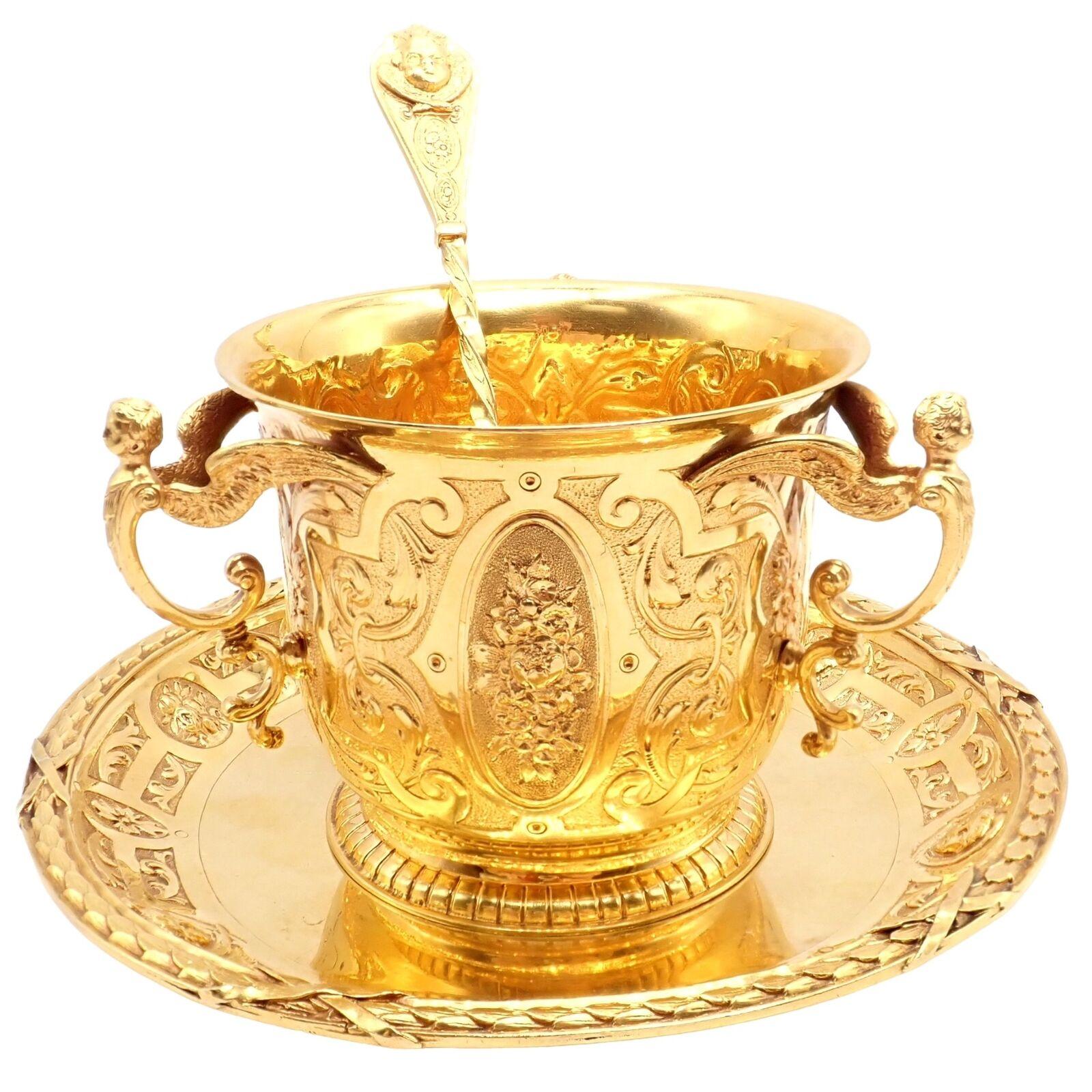 Georgien Antique Abraham Portal Sugar Bowl Dish Spoon Set Solid Yellow Gold circa 1779 en vente