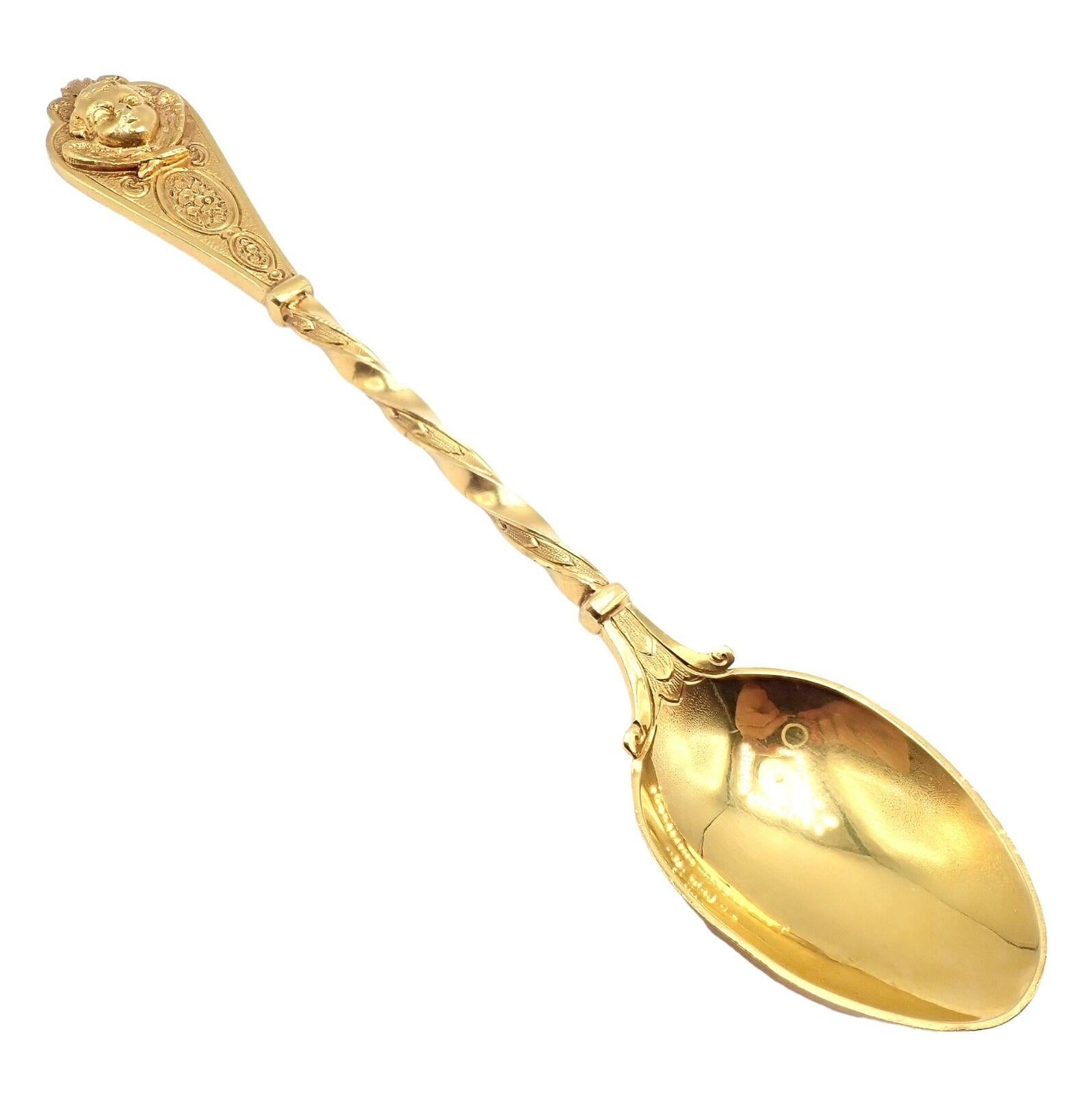 Antique Abraham Portal Sugar Bowl Dish Spoon Set Solid Yellow Gold circa 1779 For Sale 1