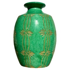 Antique Absinthe Green Art Nouveau Ceramic Vase, Denmark