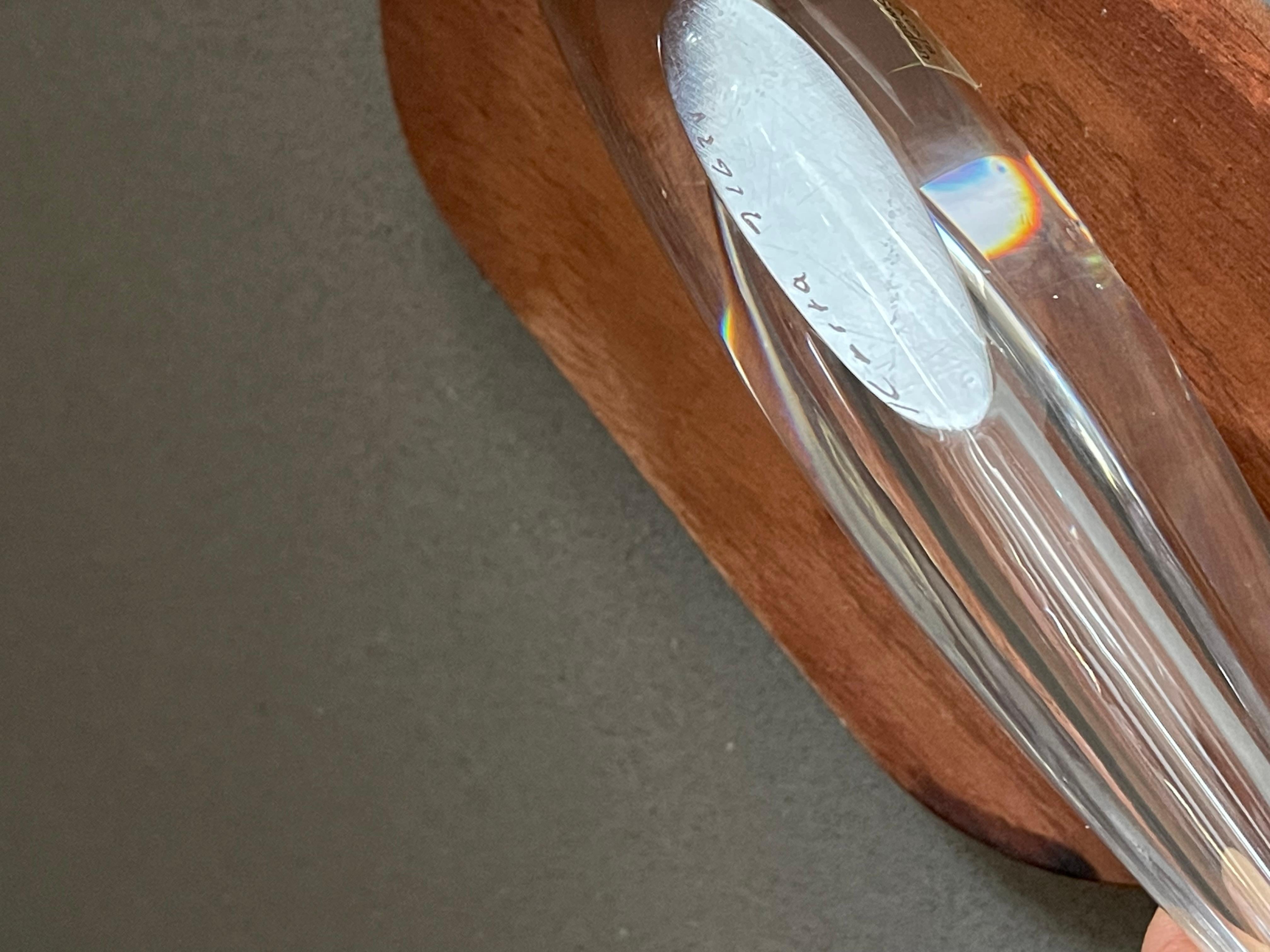 Antique Abstract Fish Crystal VICKE LINDSTRAND Sculpture, Minimal Glass, Kosta For Sale 3