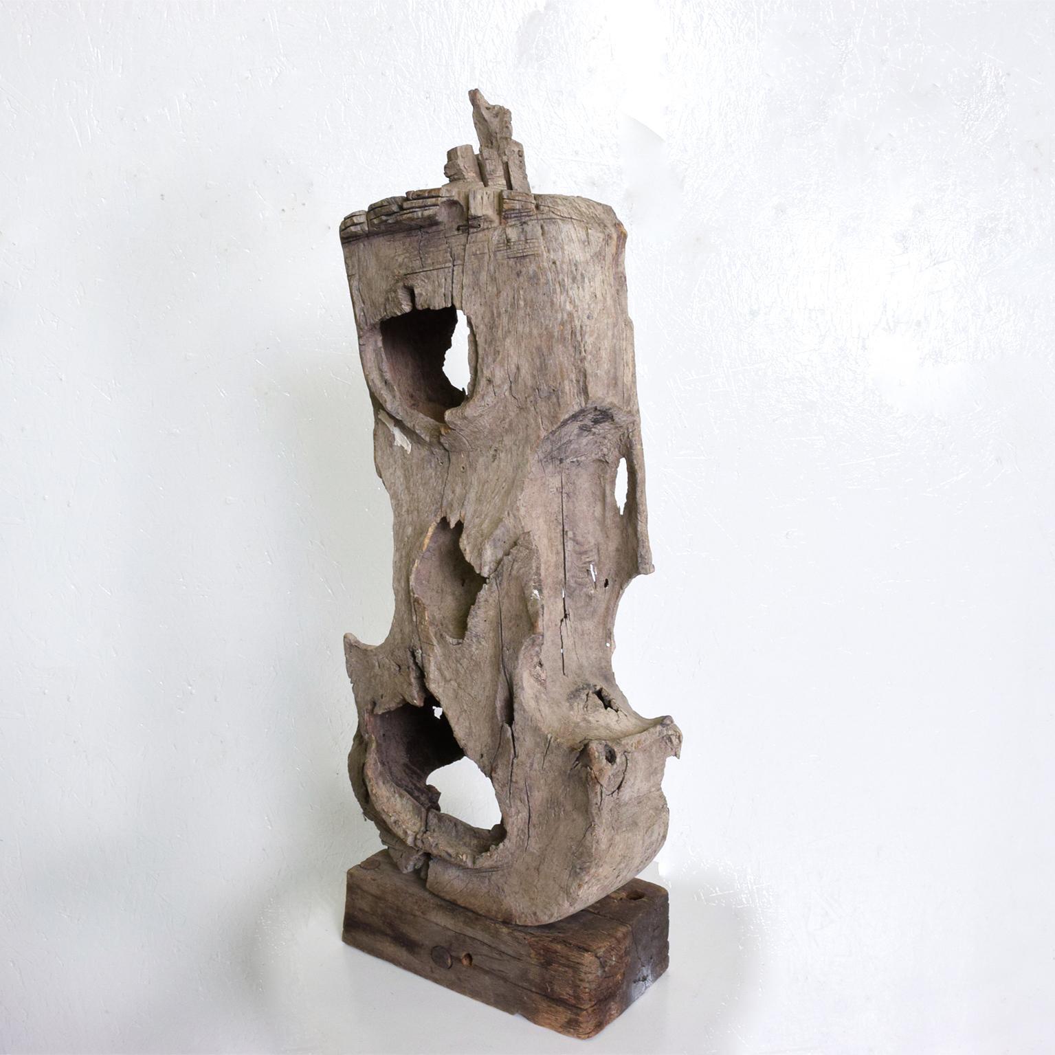 Patinated Antique Abstract Mezquite Wood Sculpture