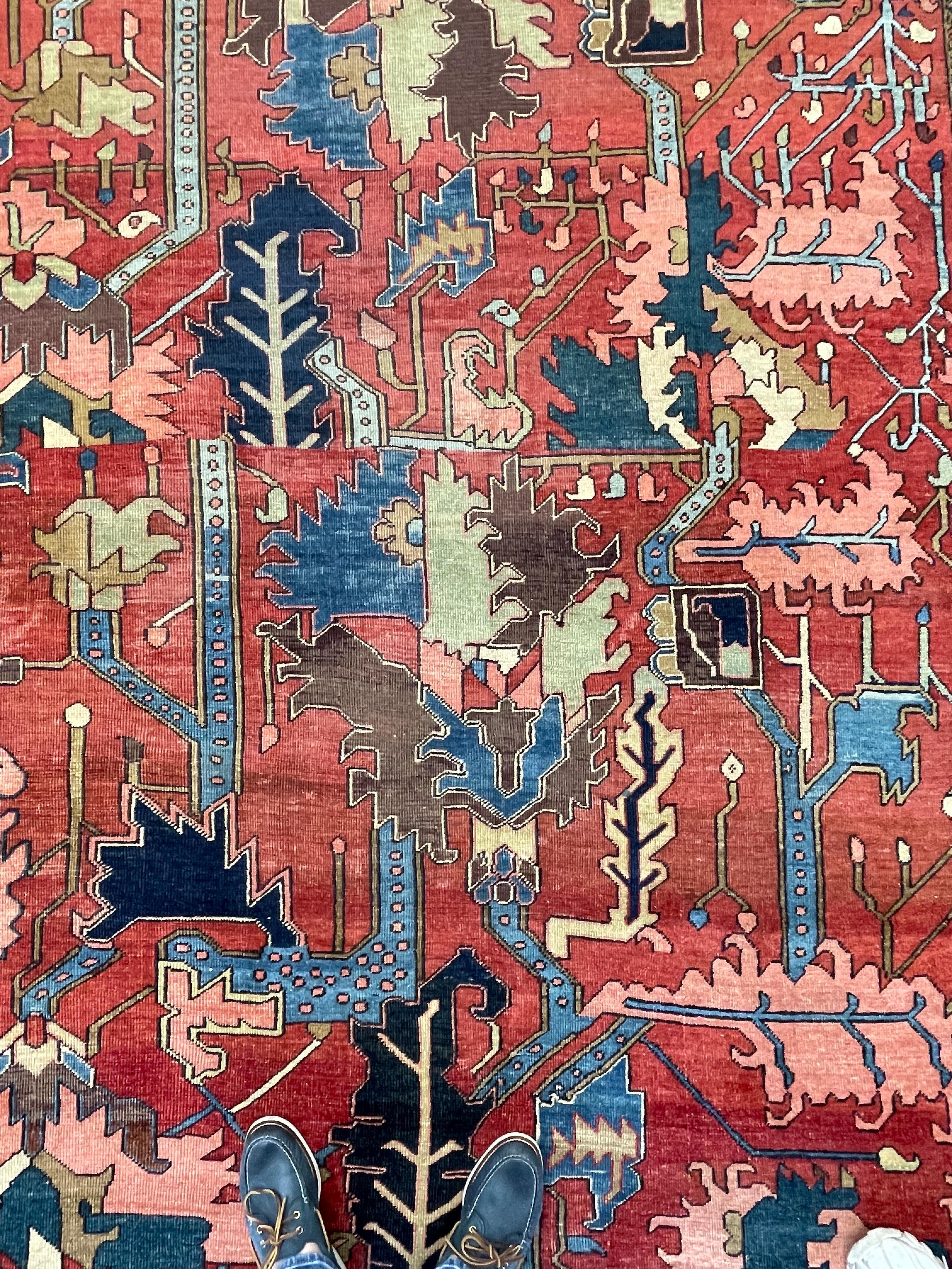 Wool Antique Abstract Persian Serapi circa 1890 For Sale