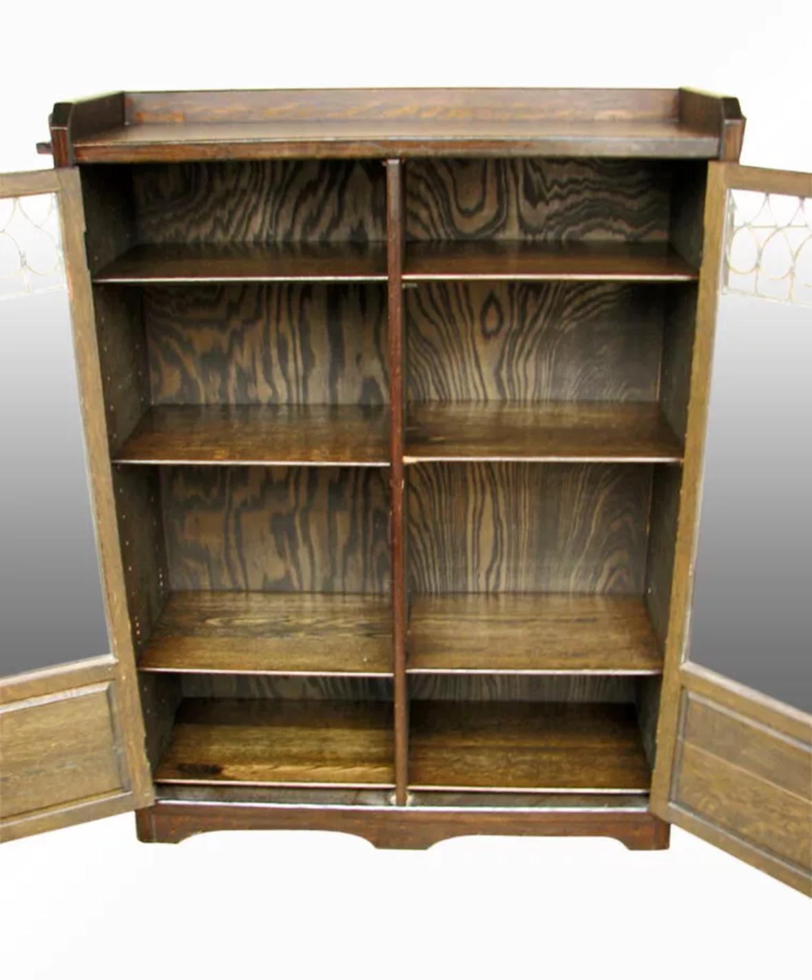 Antique A&C Charles LIMBERT Bookcase w/ Leaded Glass Stickley Era F6156   SALE 3