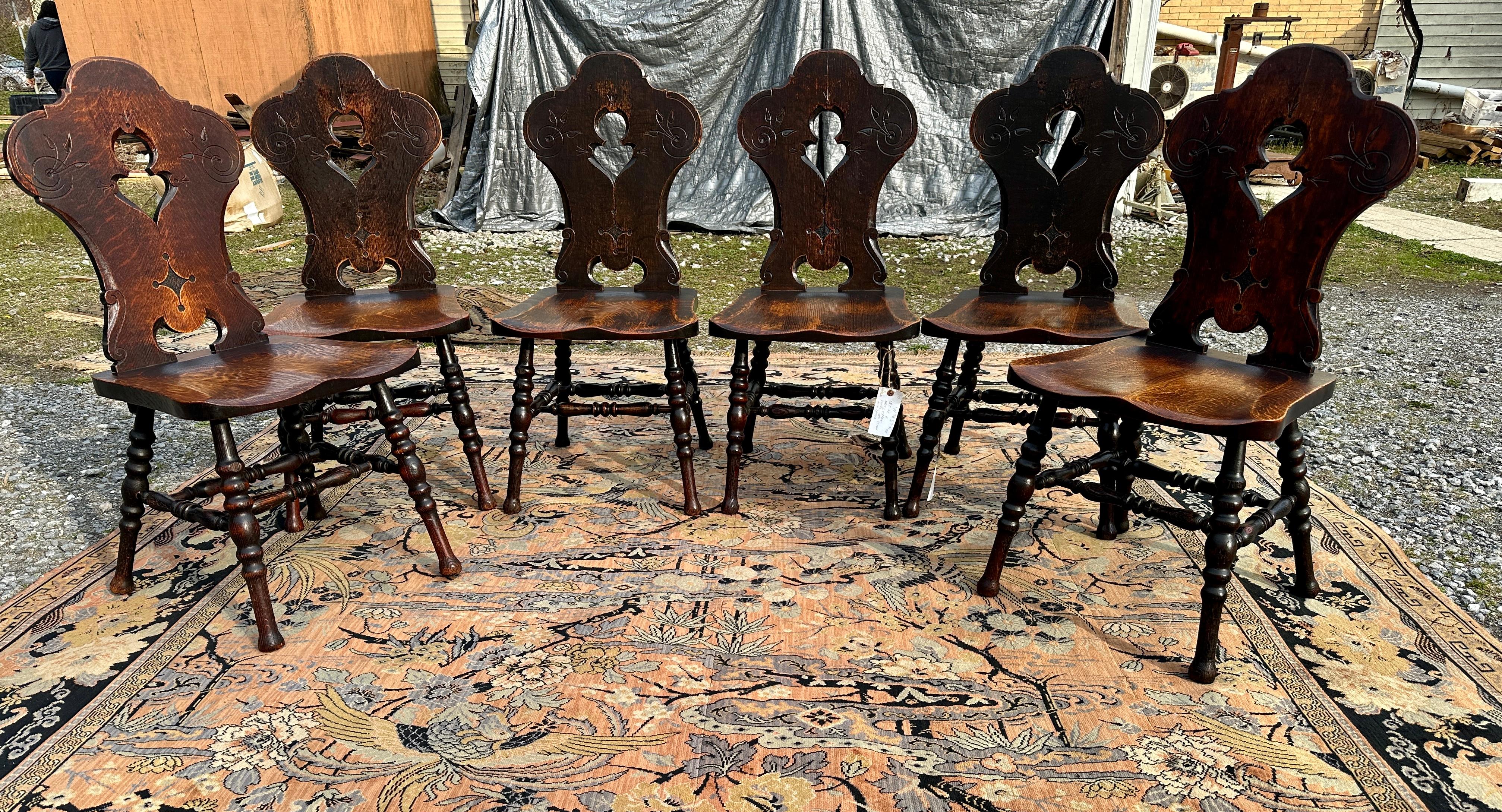Antique A&C Set of 6 chairs - Stickley, Limbert Era In Good Condition In Shamokin Dam, PA