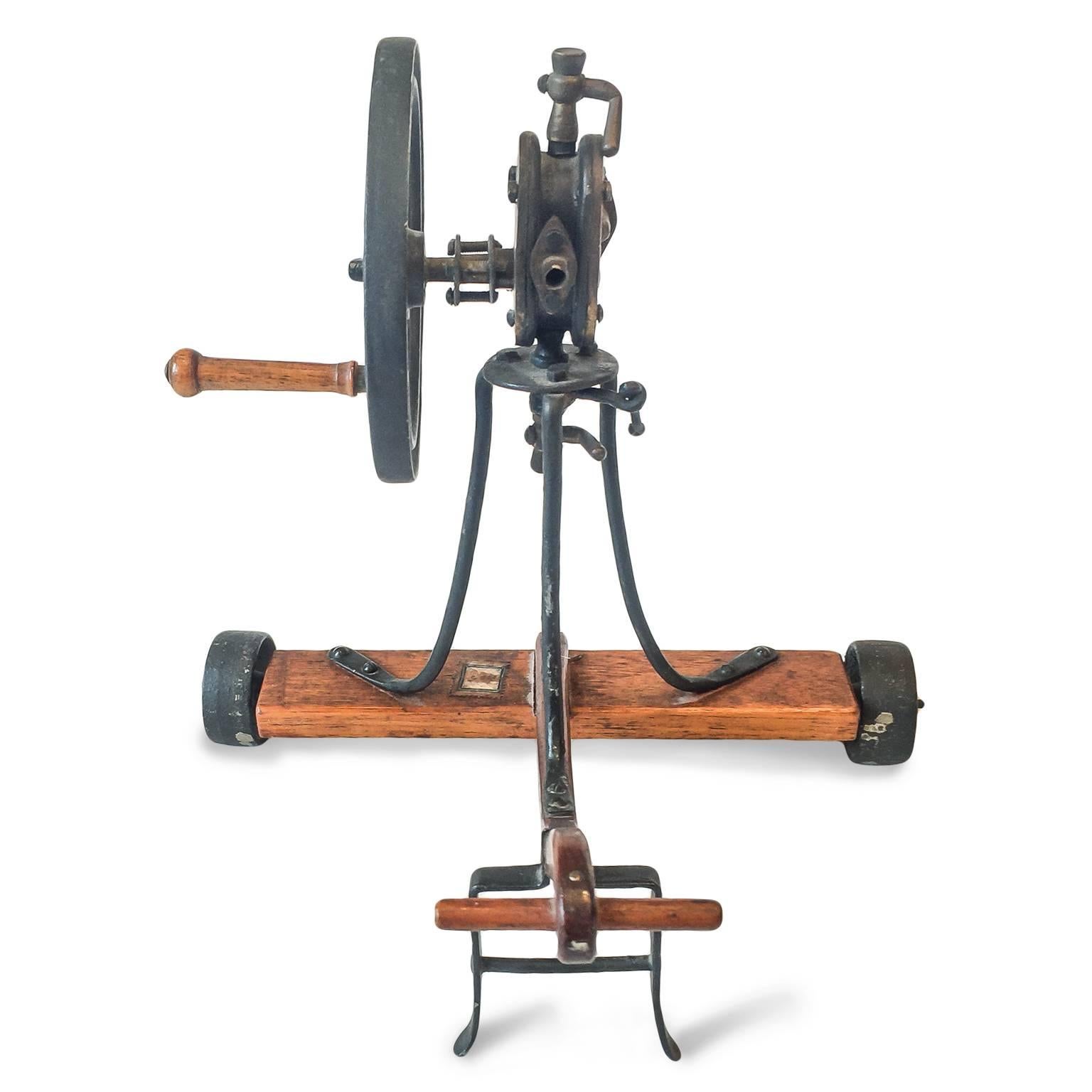 A rare Model of Hydraulic Pump for Irrigation probably made for educational use as suggested by the scale, ten inches high, and the inventory numbers of the paper label. The iron pump was realized at the late 19th century, as both threads and small