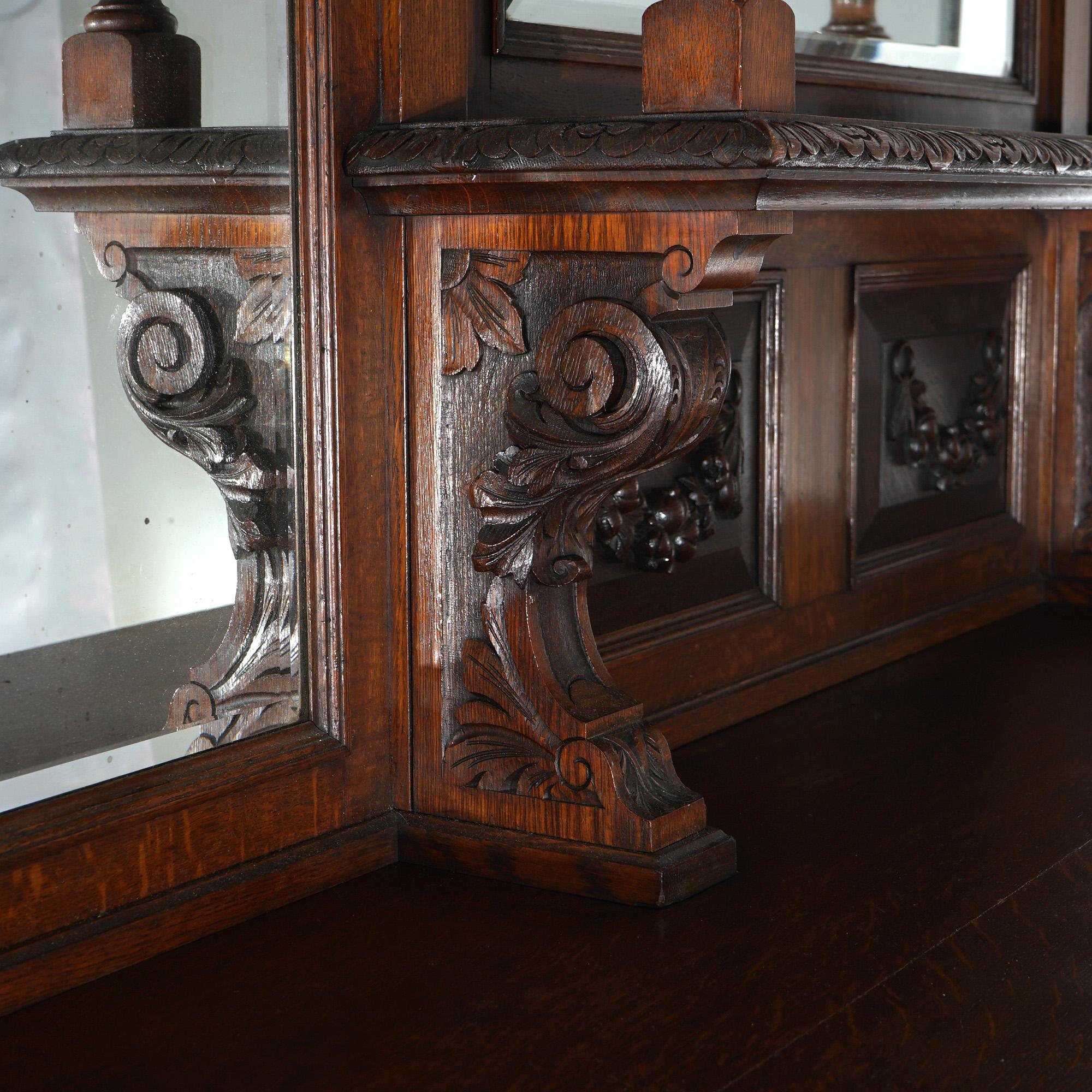 Antique Acanthus Deeply Carved Mahogany Mirrored Hunt Board C1890 For Sale 2