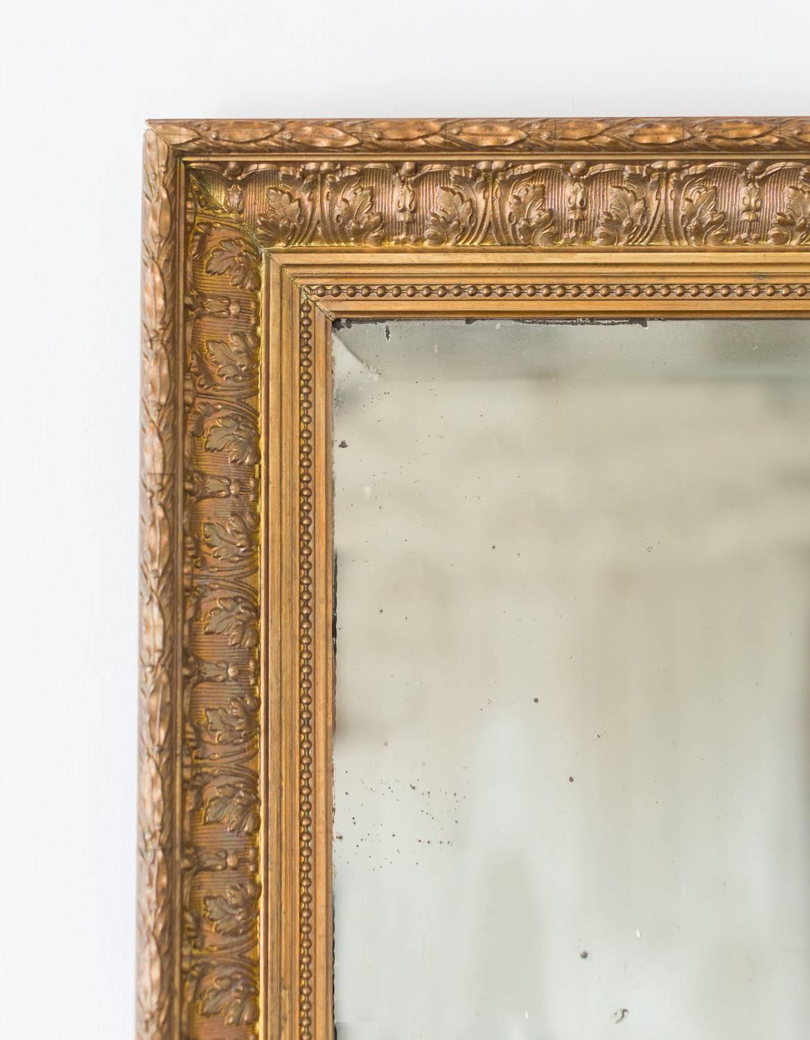 Antique Acanthus Leaf Framed Mirror in Dark Gold Leaf For Sale 4