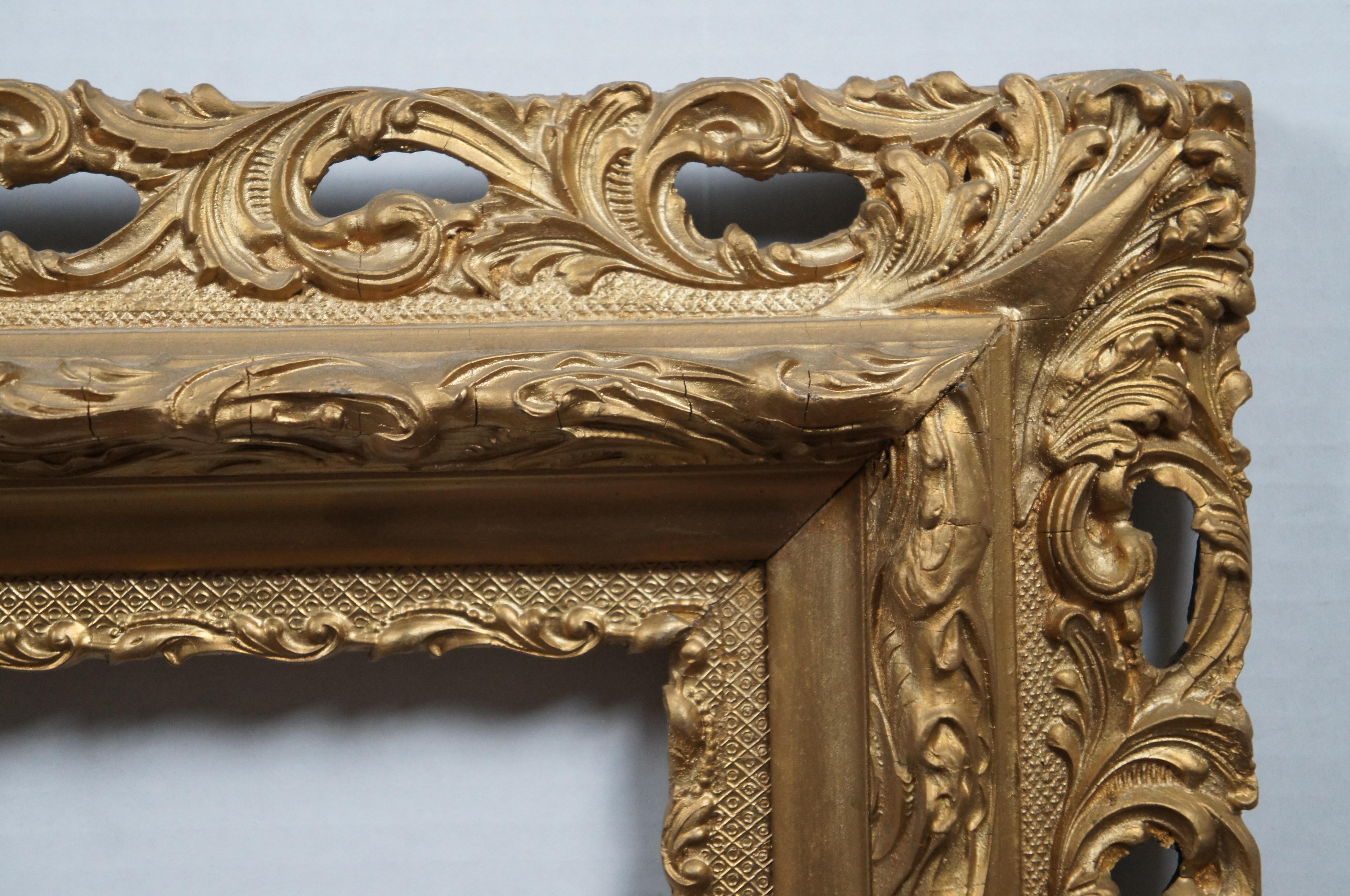 Arte Antique Acanthus Leaf Gilt Wood Reticulated Picture Art Mirror Frame Fits 20x24 en vente 4