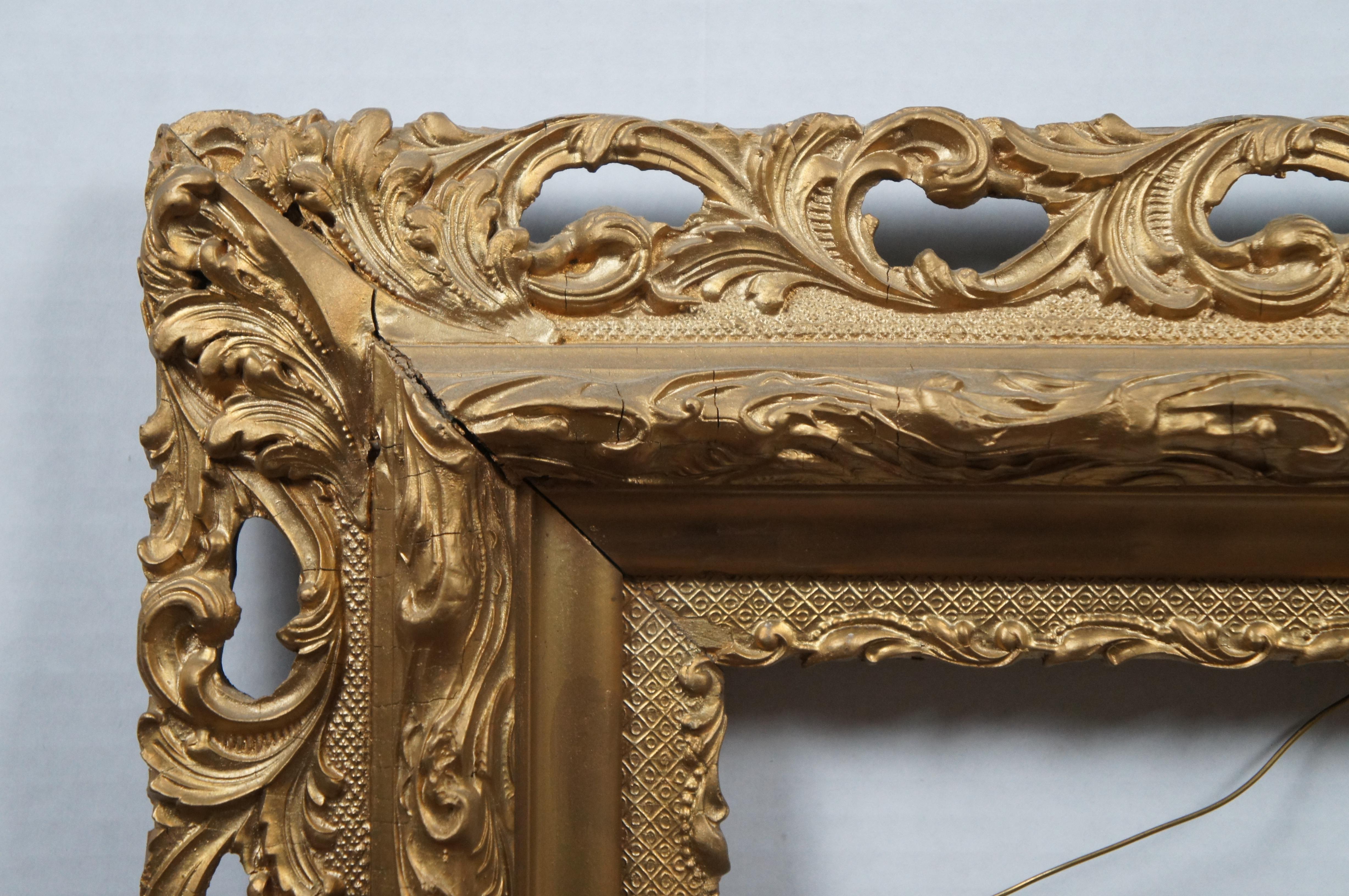 Arte Antique Acanthus Leaf Gilt Wood Reticulated Picture Art Mirror Frame Fits 20x24 en vente 5