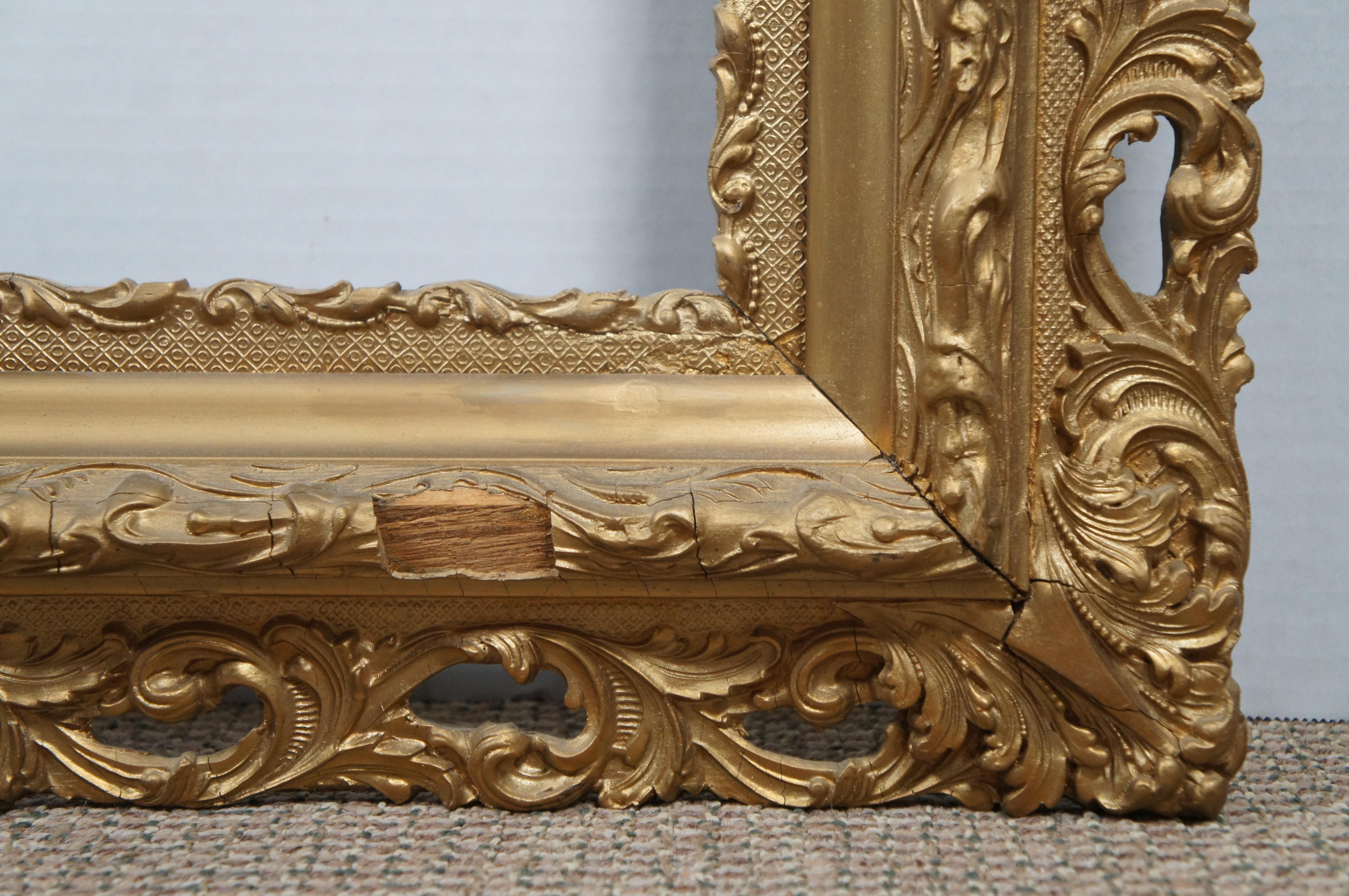 Arte Antique Acanthus Leaf Gilt Wood Reticulated Picture Art Mirror Frame Fits 20x24 en vente 3