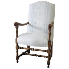 grain sack armchair Antique Accent Chair Upholstered in Antique Swedish Grainsack