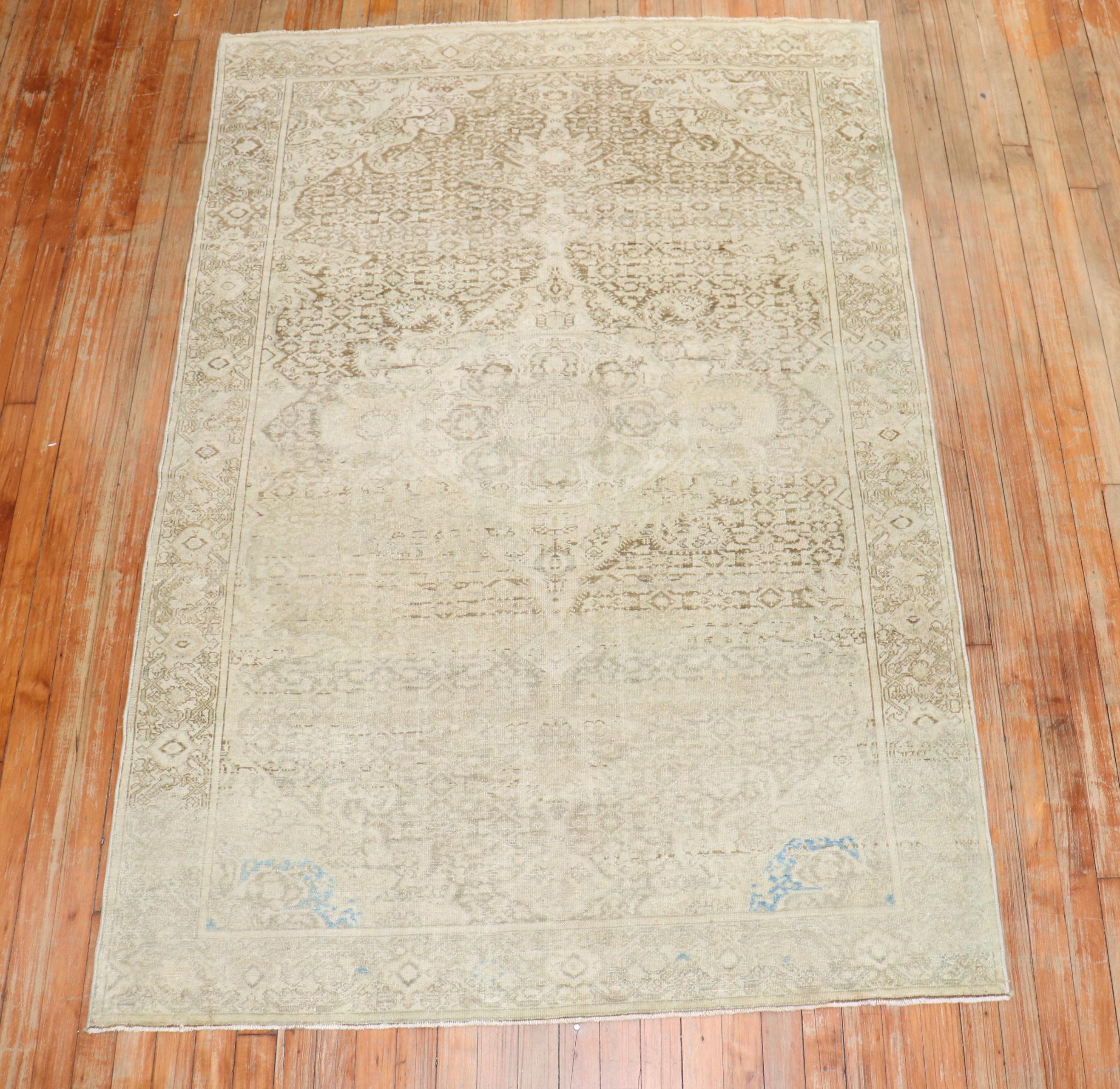 Antique Accent Pale Persian Malayer Rug For Sale 3