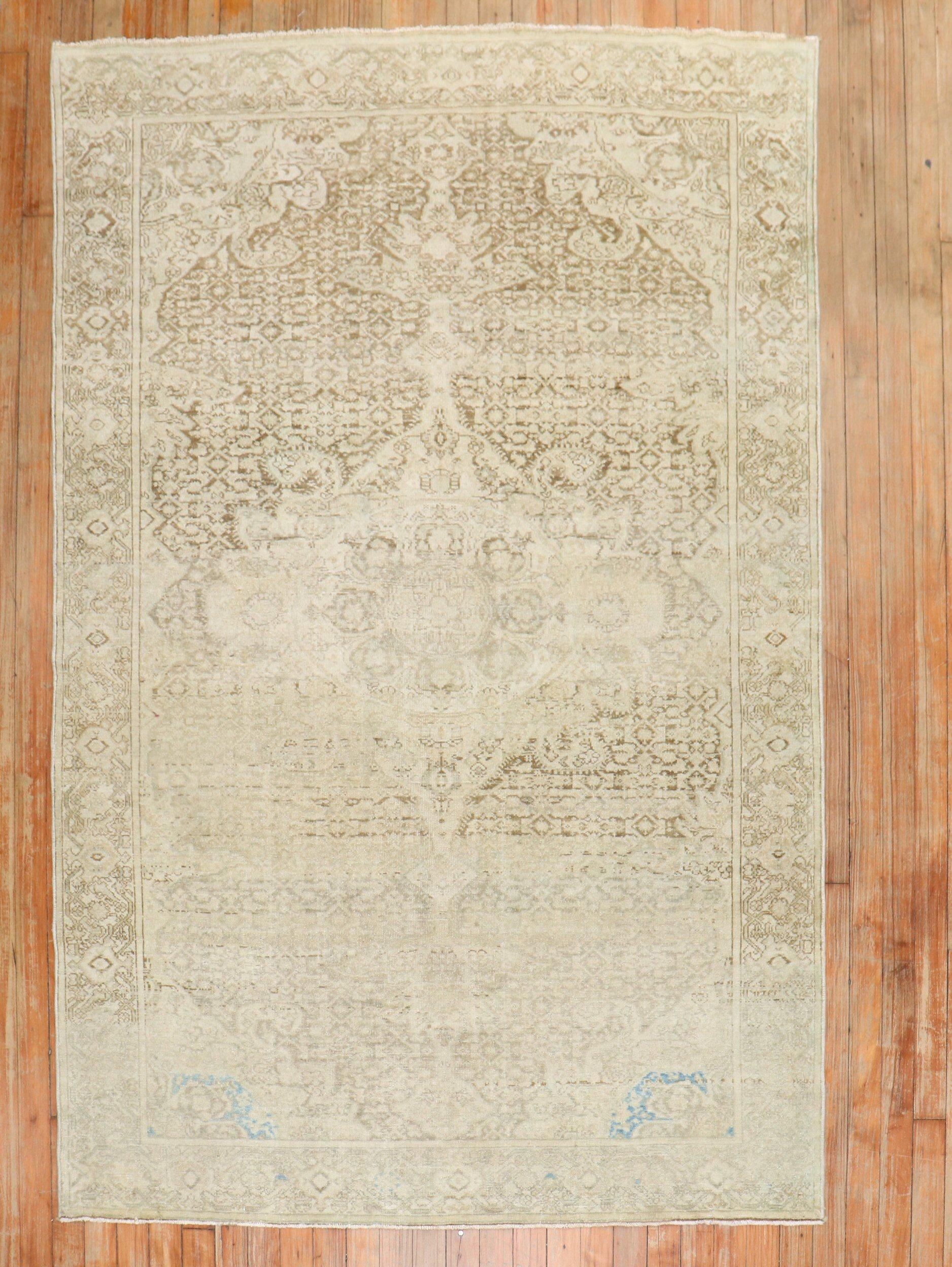 An Antique washed High Decorative accent-size Persian Malayer rug from the early 20th century 

Measures: 4'5'' x 6'6''.