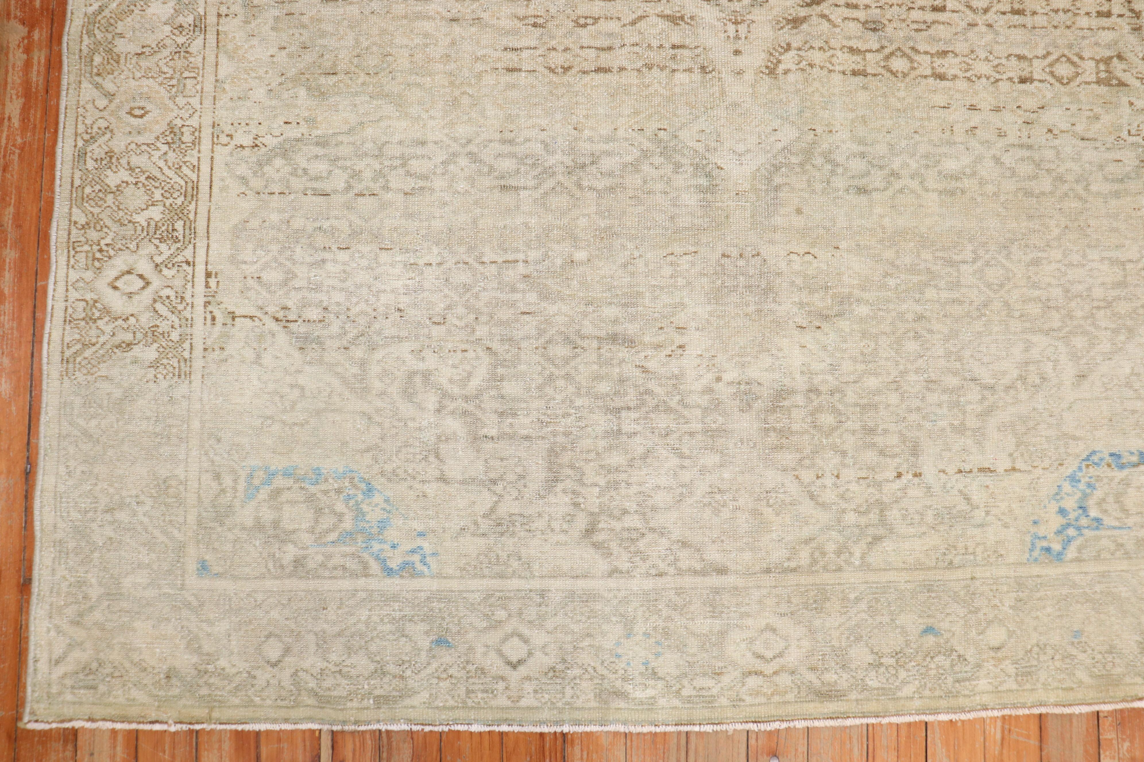 Hand-Woven Antique Accent Pale Persian Malayer Rug For Sale