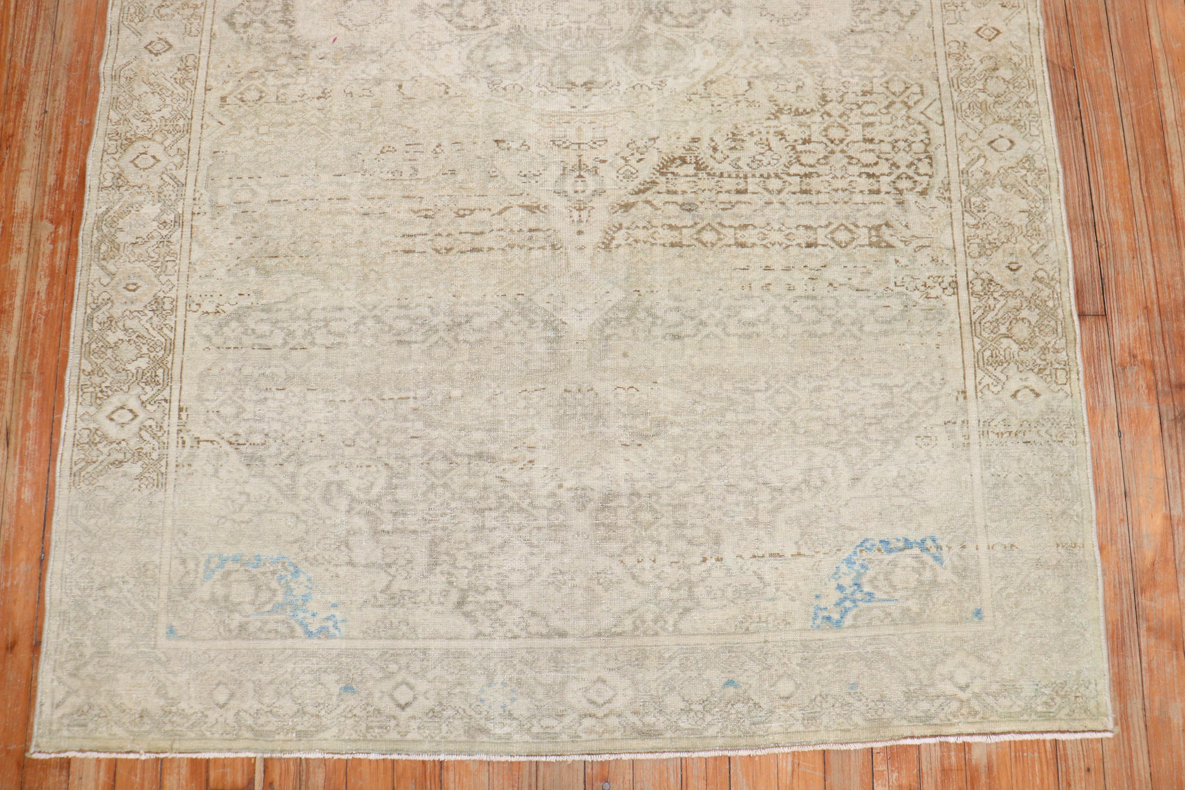 Antique Accent Pale Persian Malayer Rug In Good Condition For Sale In New York, NY