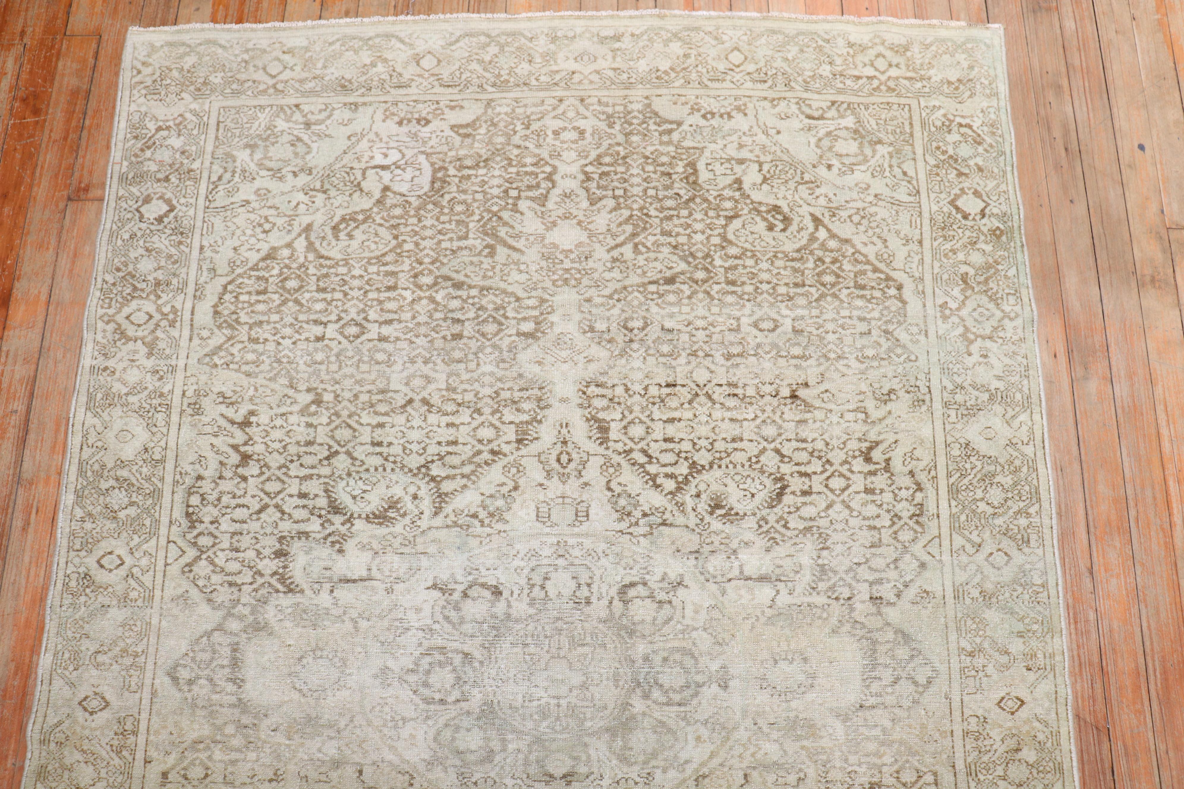 Antique Accent Pale Persian Malayer Rug For Sale 2