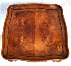 Antique Accent Table French Side Lamp Solid Wood Burl Top