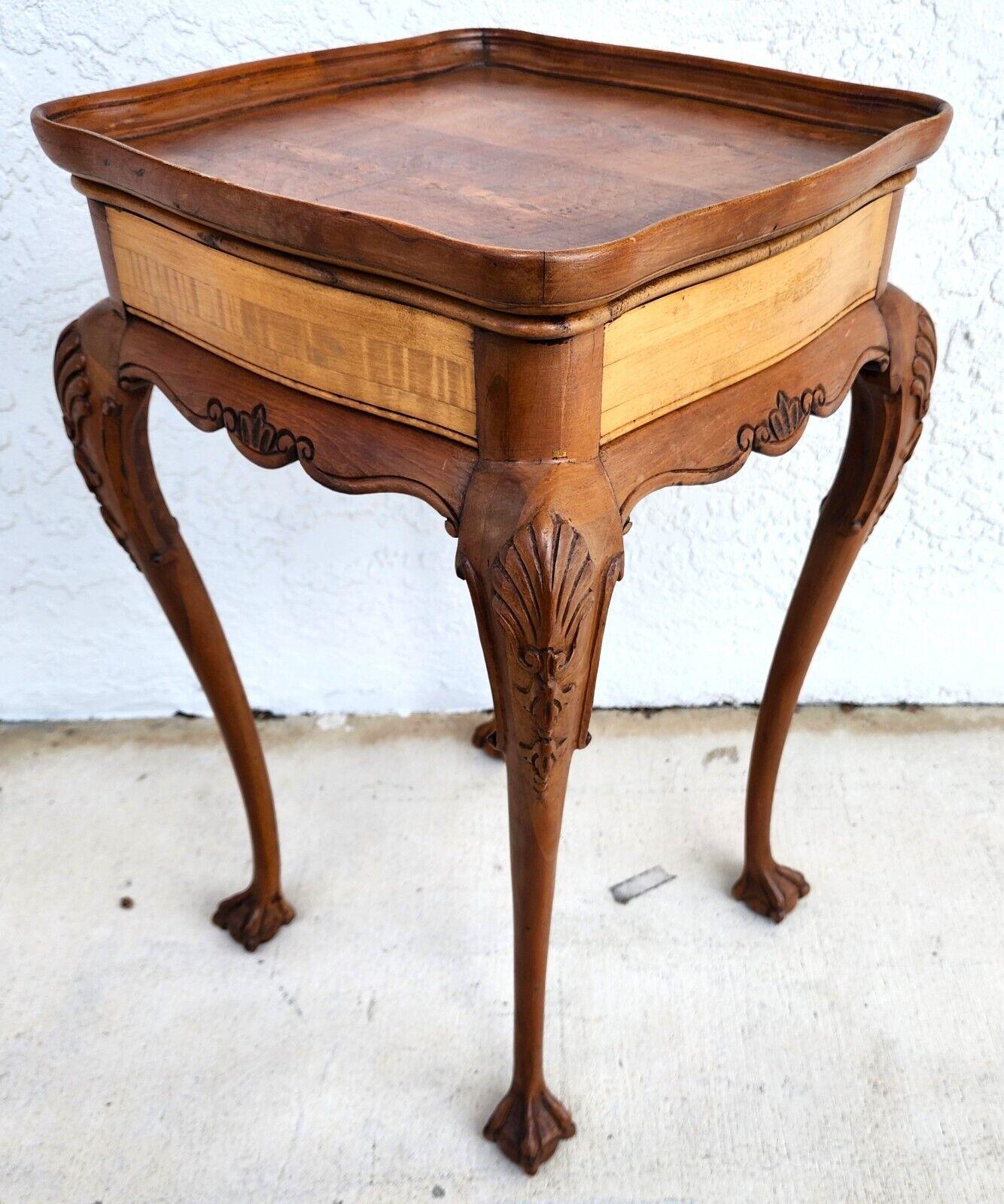 Mid-20th Century Antique Accent Table French Side Lamp Solid Wood Burl Top For Sale