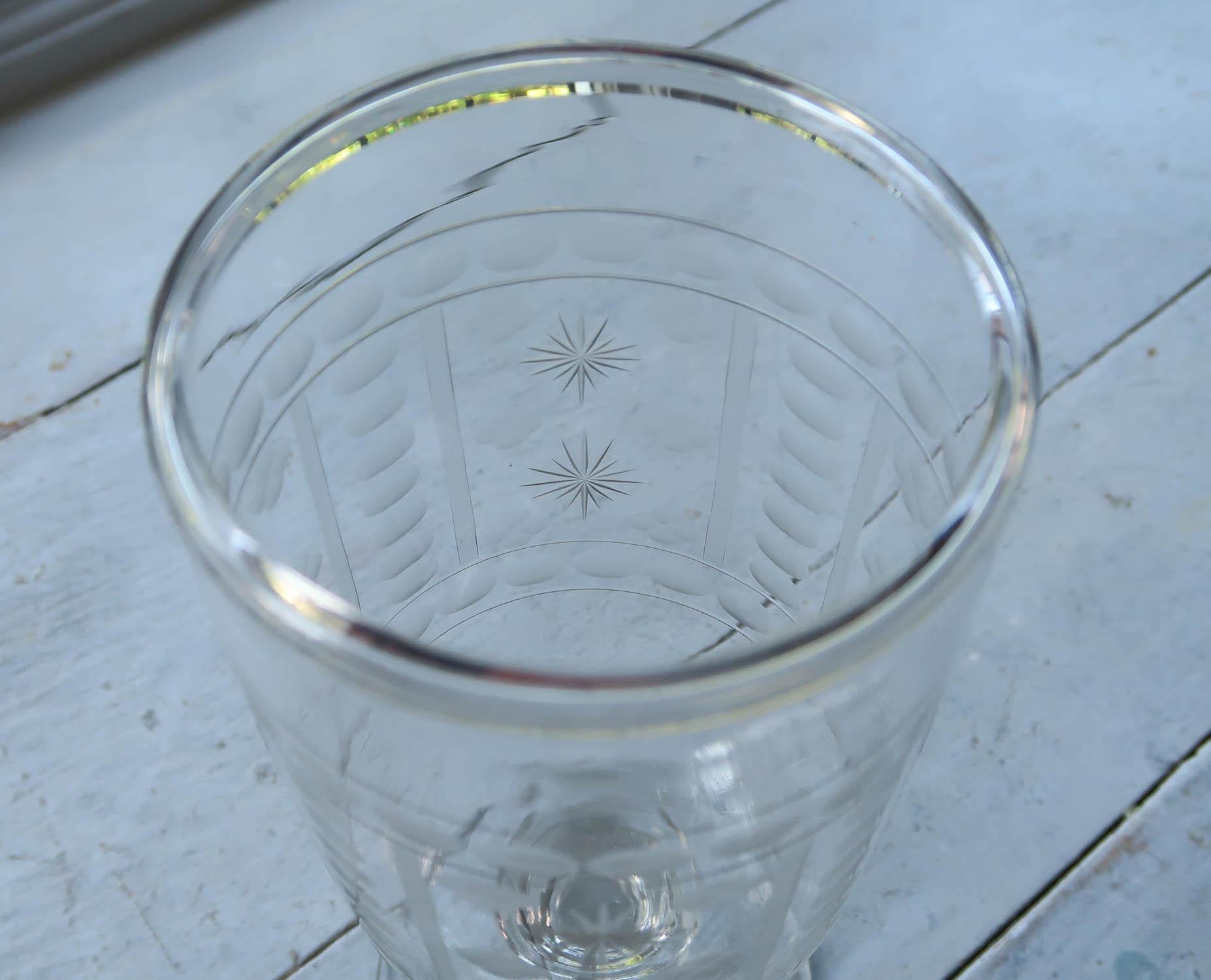 Hand-Crafted  Antique Acid Etched And Cut Glass Flower Vase, English, 19th Century For Sale