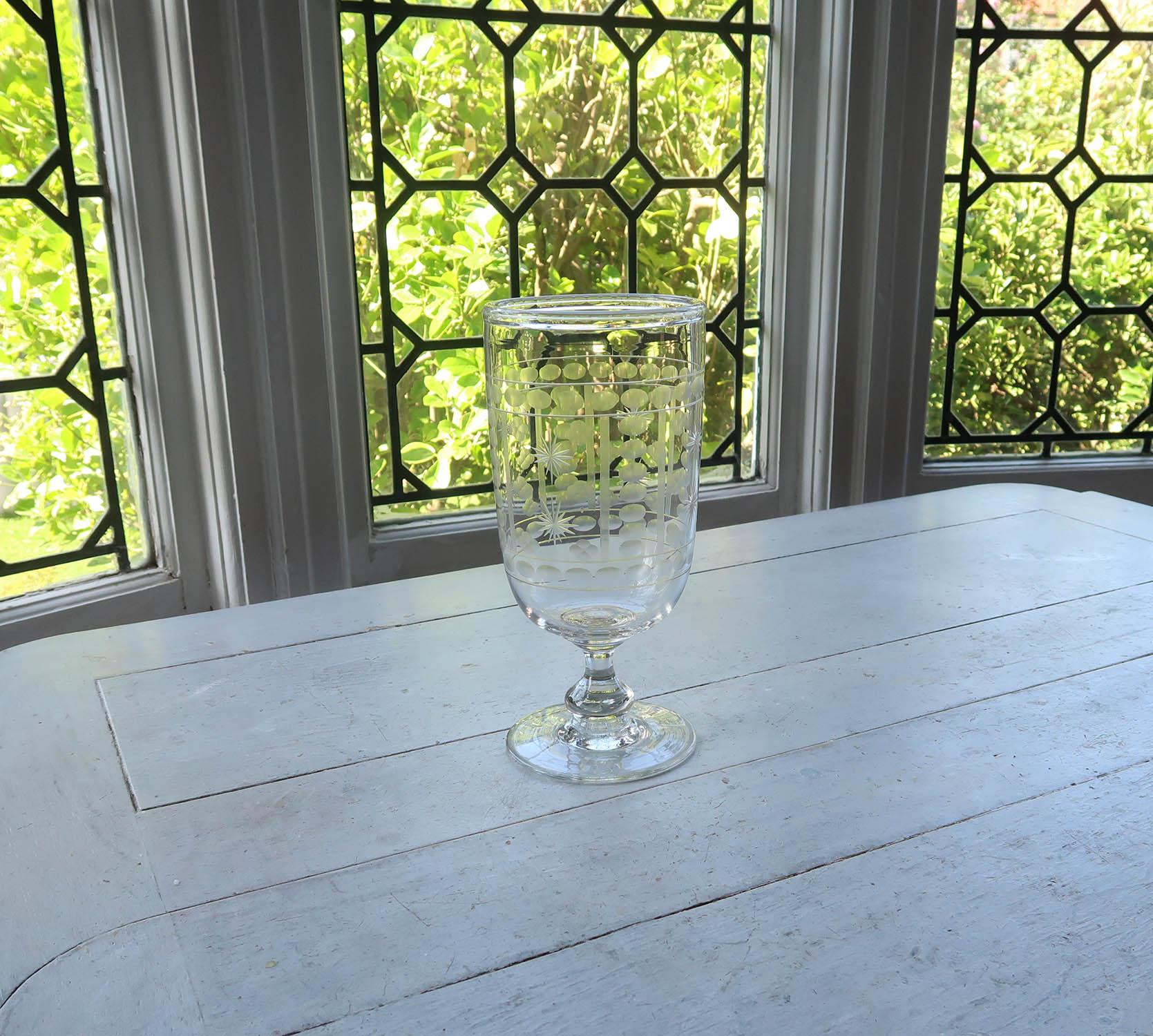  Antique Acid Etched And Cut Glass Flower Vase, English, 19th Century For Sale 2