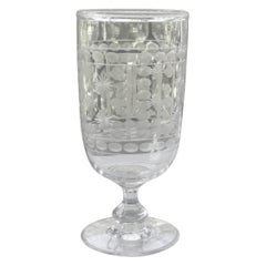 Vase à fleurs ancien en verre taillé et gravé à l'acide, Angleterre, 19ème siècle