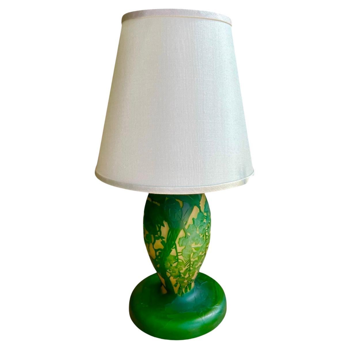 Antique Acid Etched Art Nouveau Cameo Glass Table Lamp