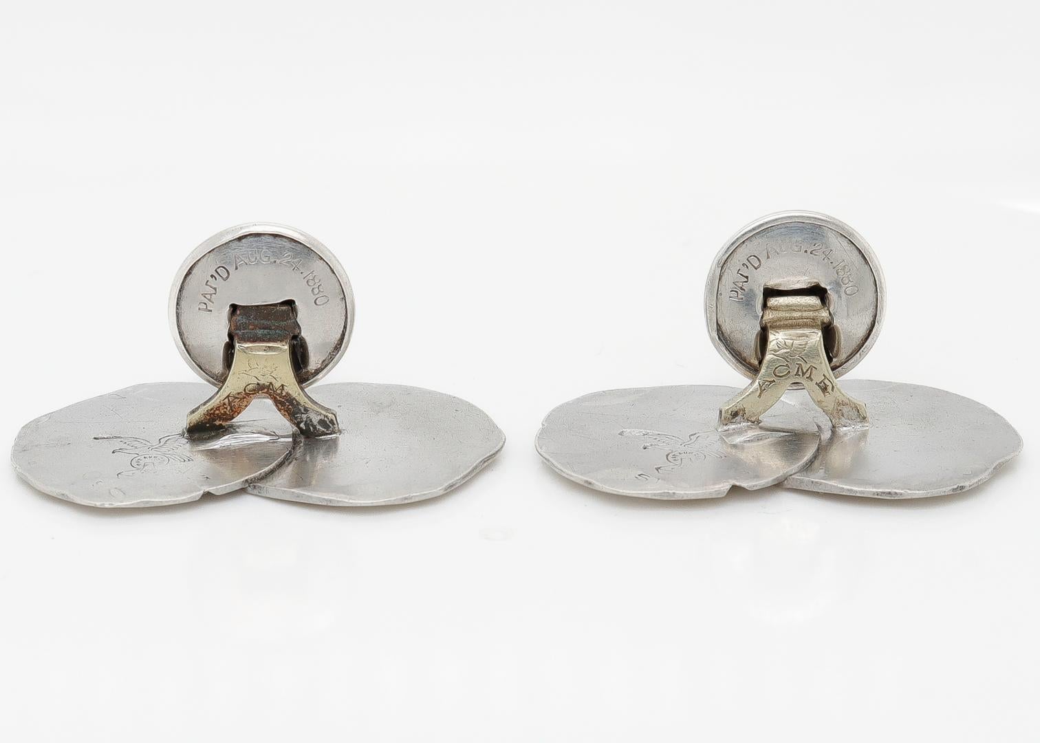 Antique Acme Silver Co. Silver Etruscan Revival Cufflinks For Sale 5