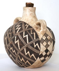 Antique Acoma Pueblo Polychrome Pottery Canteen, 1920