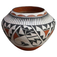Antique Acoma Southwestern Native American Pottery Bowl, Artist Signed, C1930